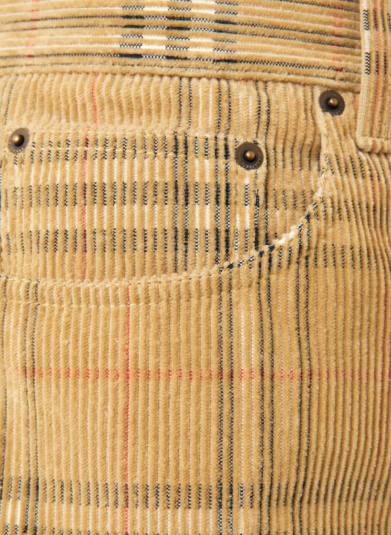 BURBERRY Spodnie sztruksowe regular fit: BEŻOWY / GRANATOWY / CZERWONY