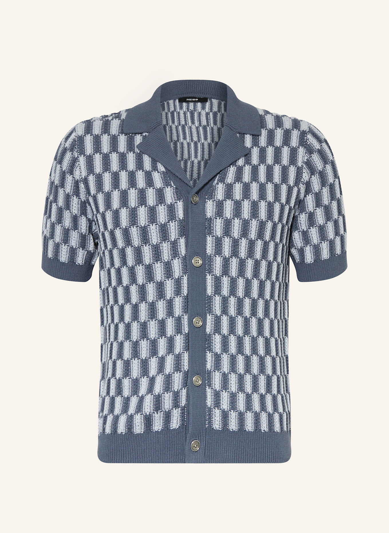 REISS Strickhemd ROBBIE Regular Fit: BLAUGRAU / HELLBLAU