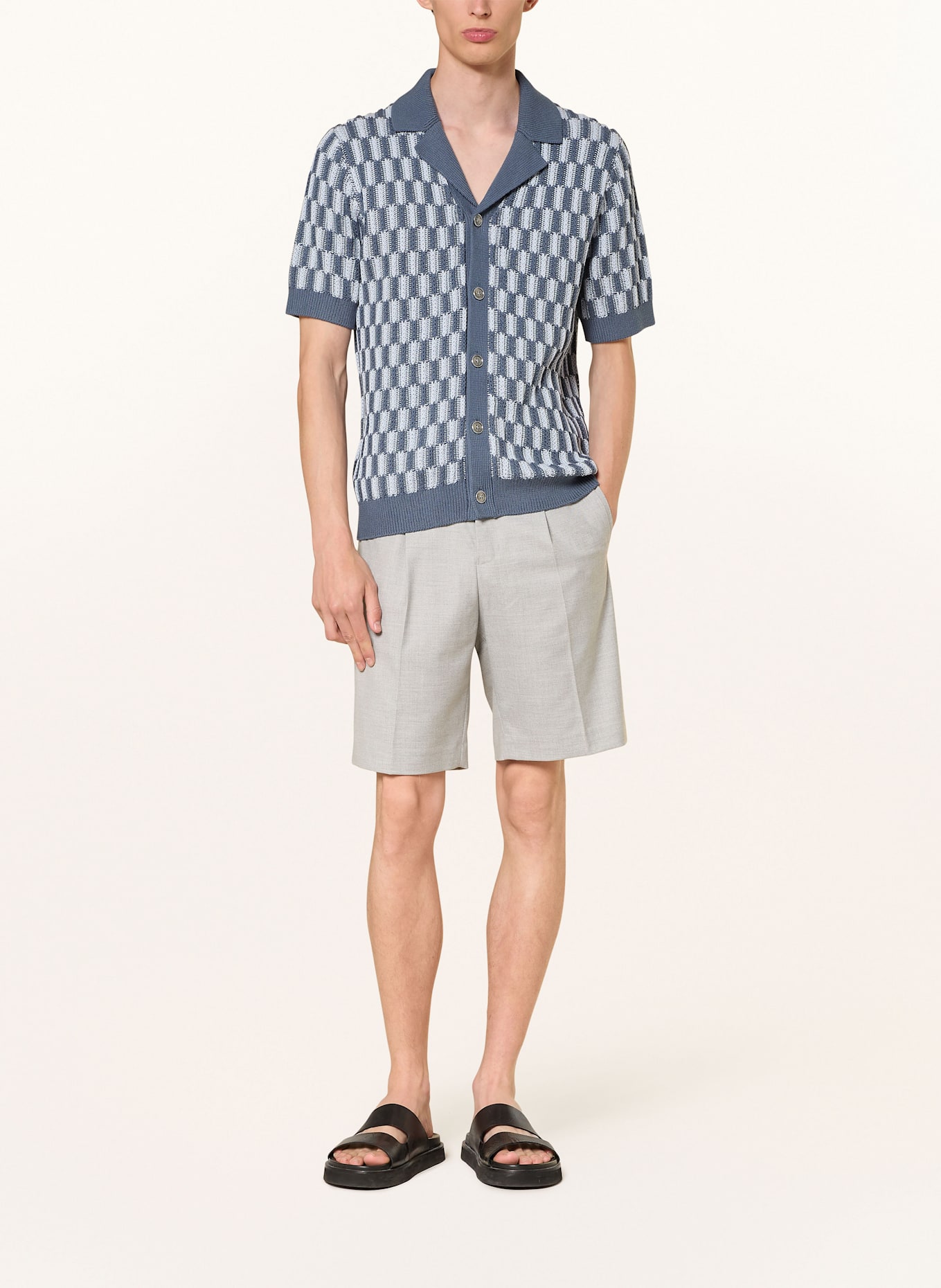 REISS Strickhemd ROBBIE Regular Fit: BLAUGRAU / HELLBLAU