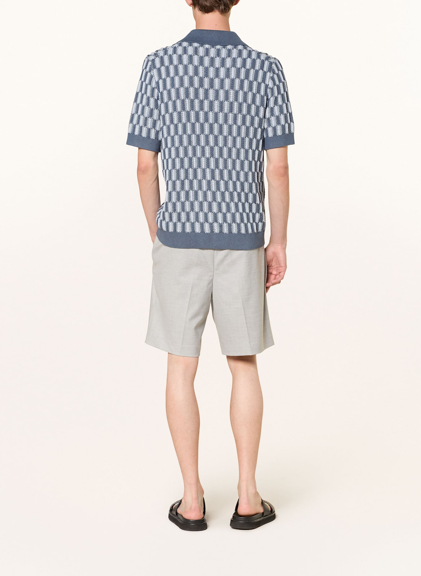 REISS Strickhemd ROBBIE Regular Fit: BLAUGRAU / HELLBLAU