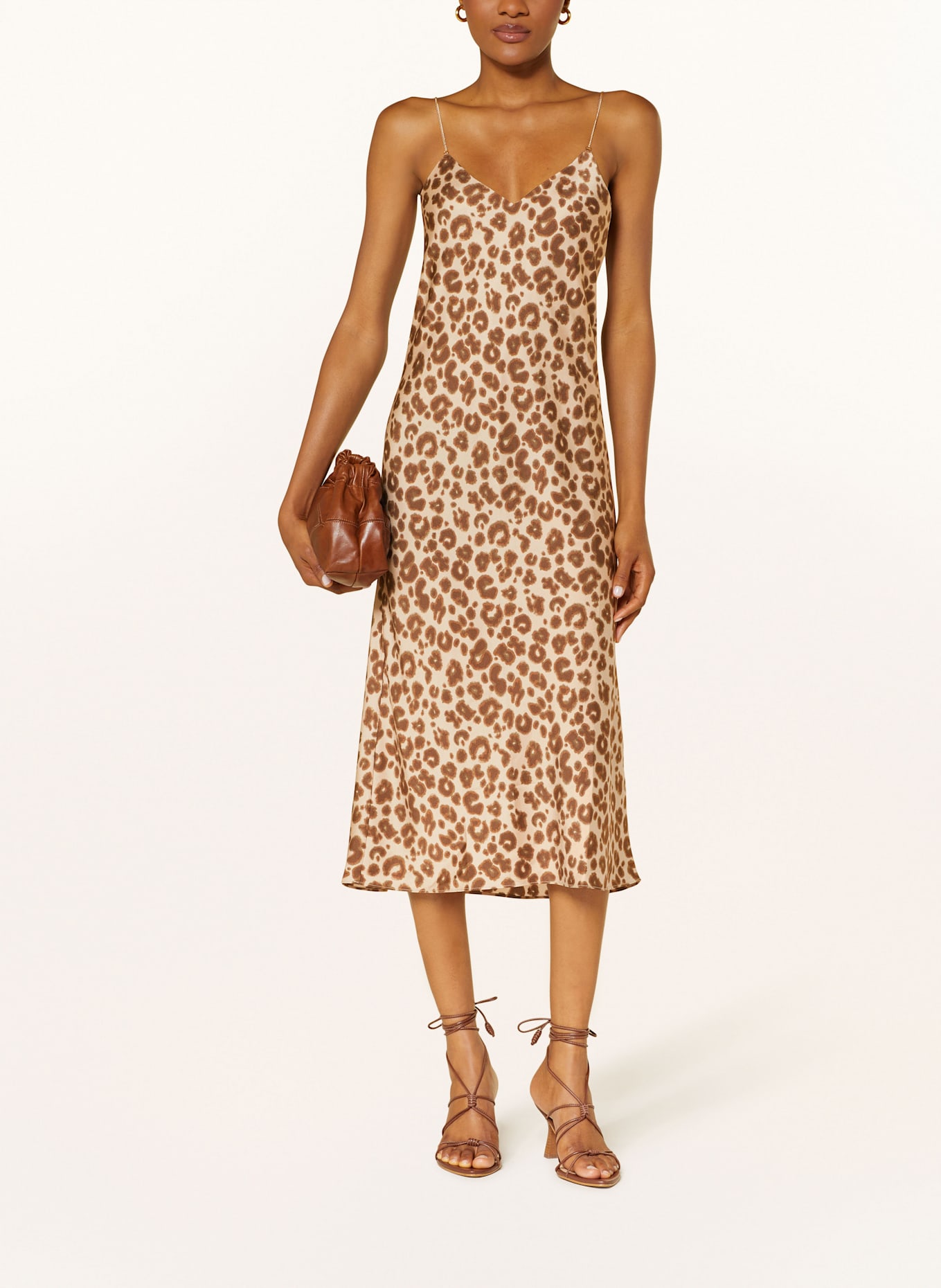 ba&sh Satinkleid BIARA: TAUPE / DUNKELBRAUN / DUNKELORANGE