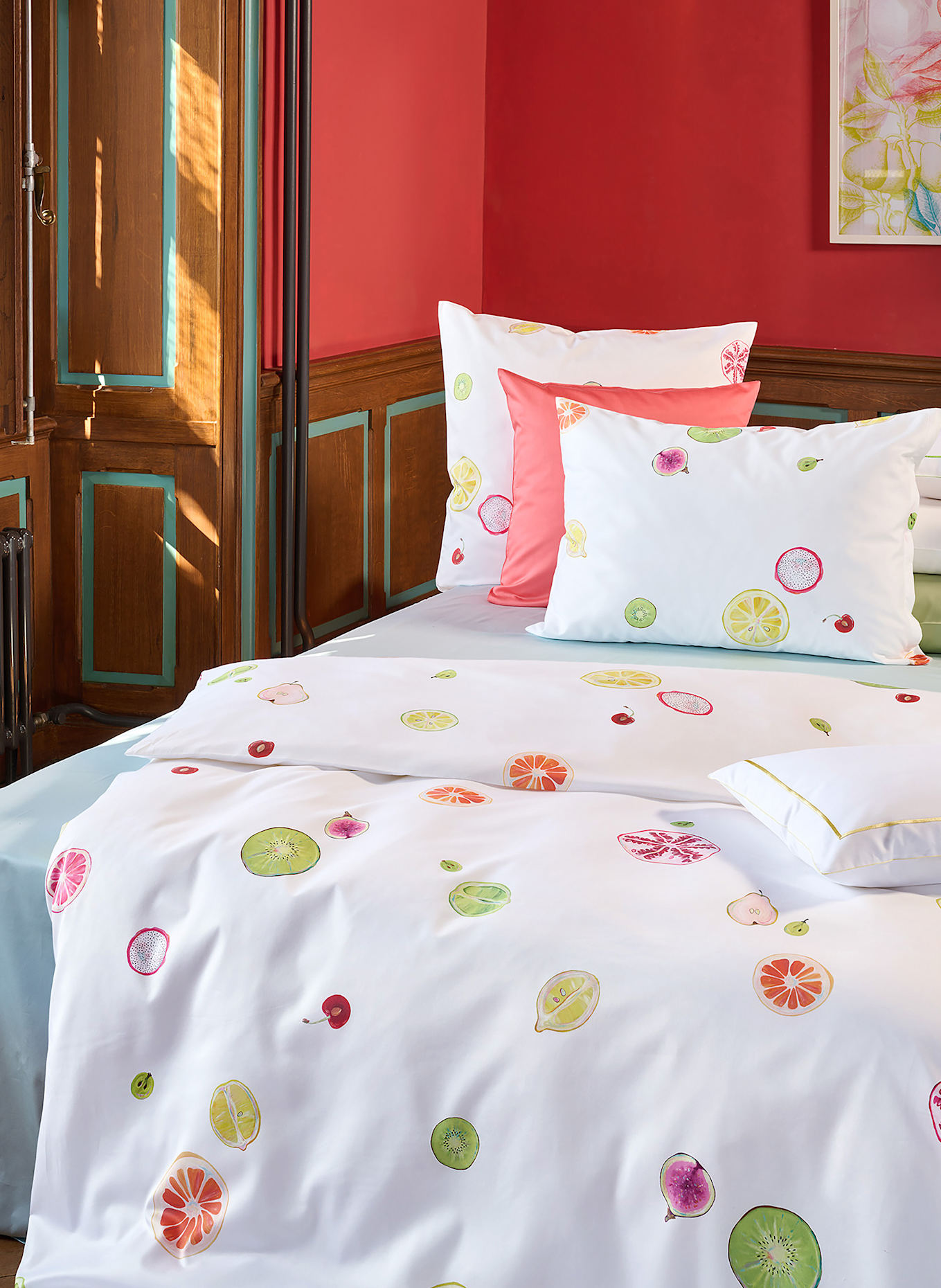 Christian Fischbacher Bettwäsche SUMMER FLAVOUR: WEISS / HELLGRÜN / ORANGE