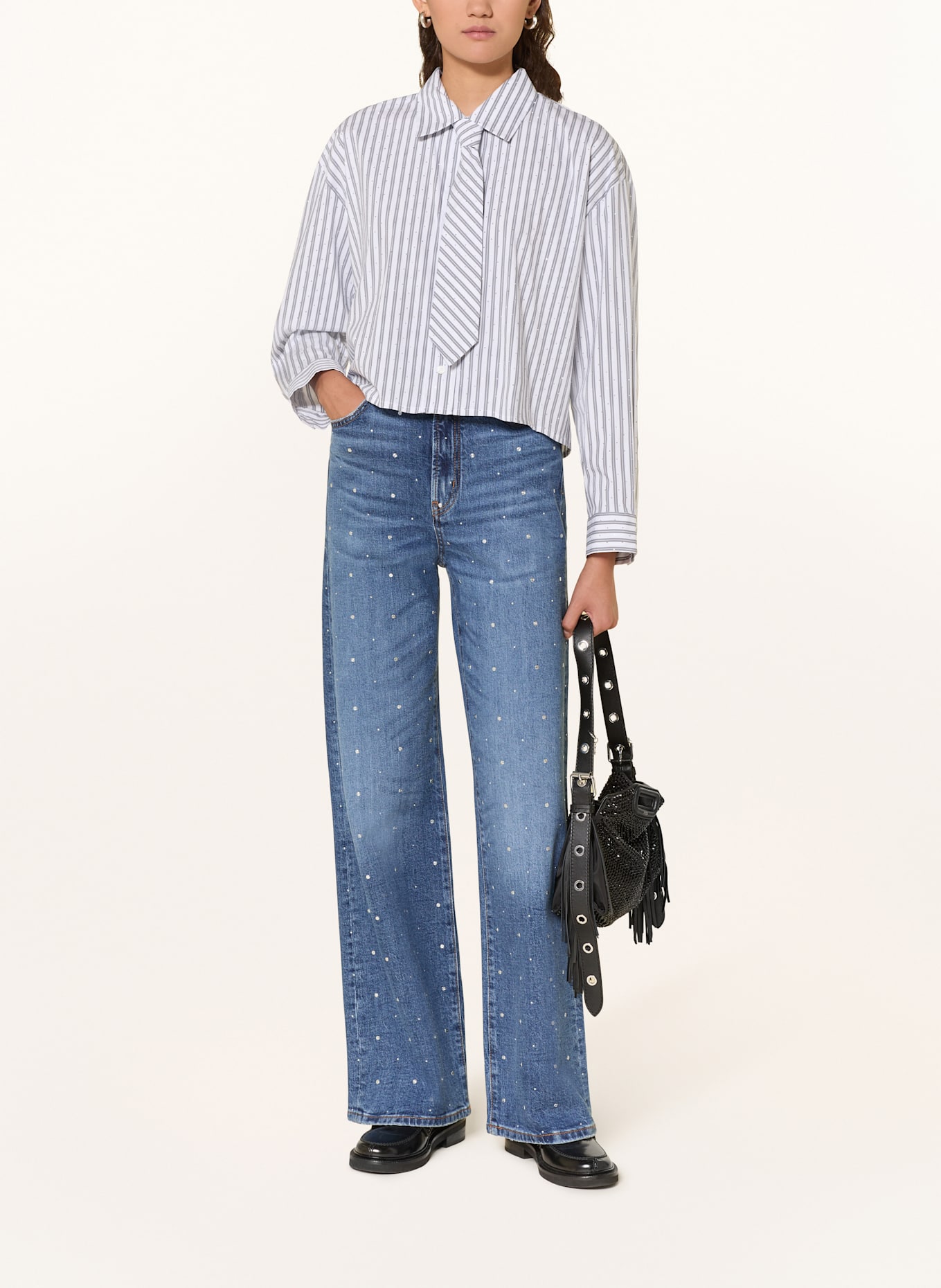 maje Jeansy wide leg z ćwiekami: 0201 BLUE