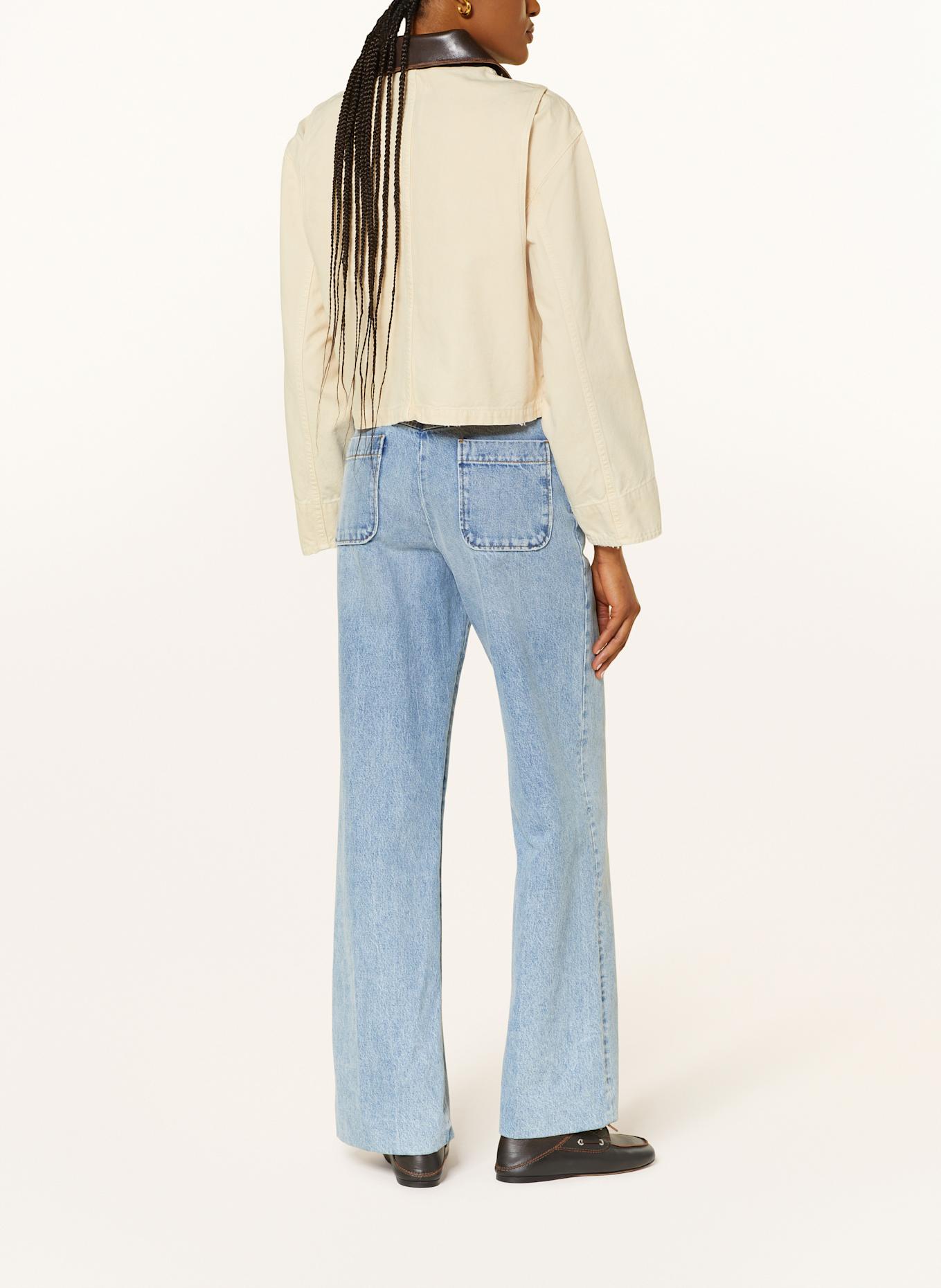 SANDRO Jeansjacke: ECRU / DUNKELBRAUN