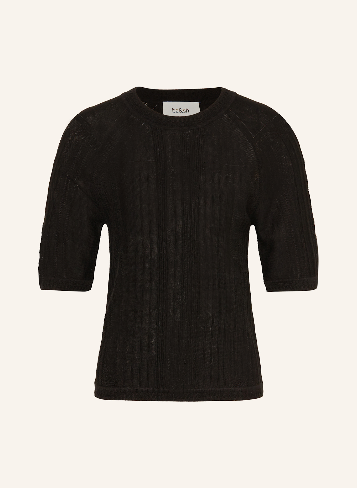 ba&sh Úpletové tričko PHILO s 3/4 rukávem: ČERNÁ
