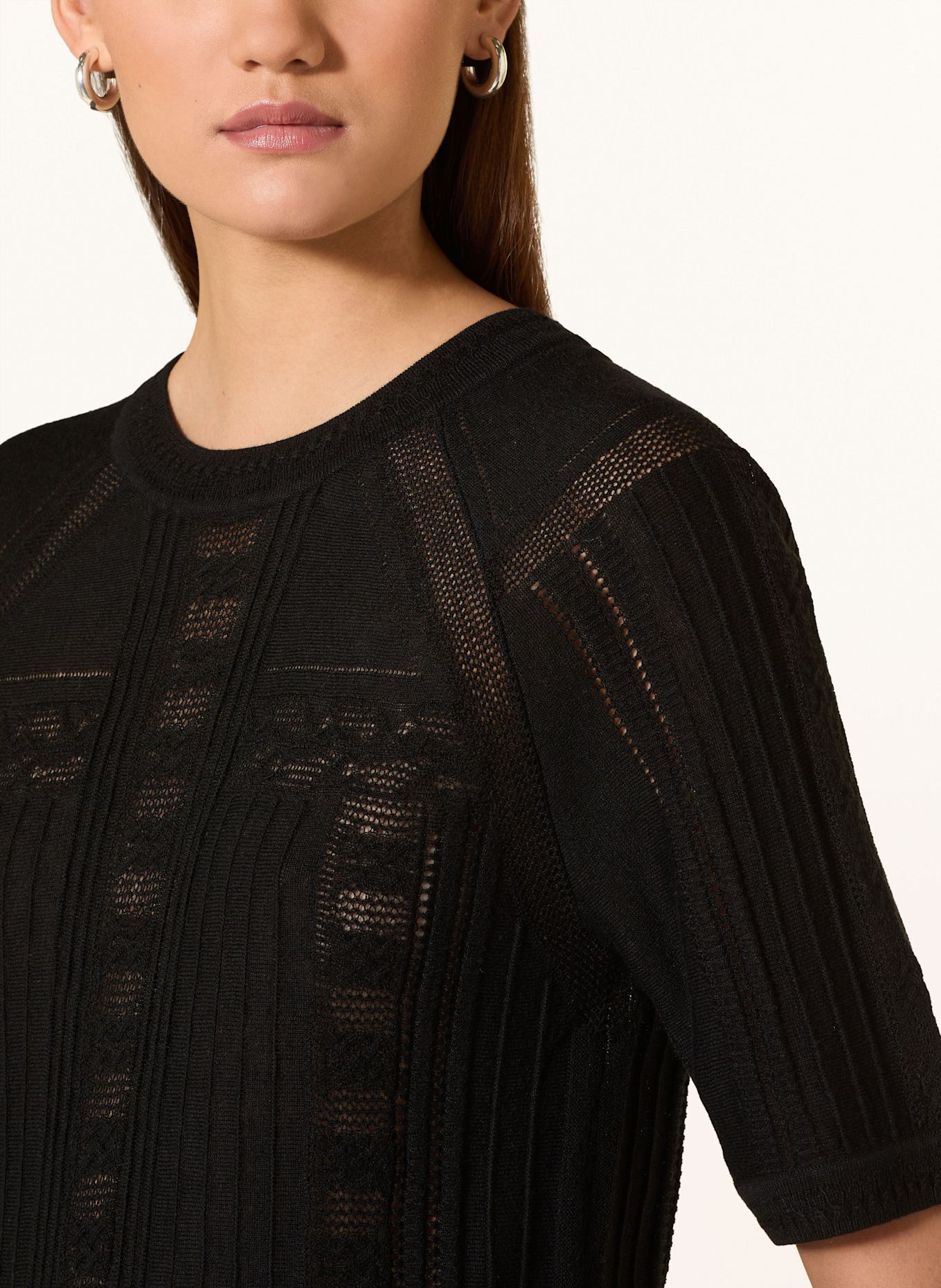 ba&sh Úpletové tričko PHILO s 3/4 rukávem: ČERNÁ