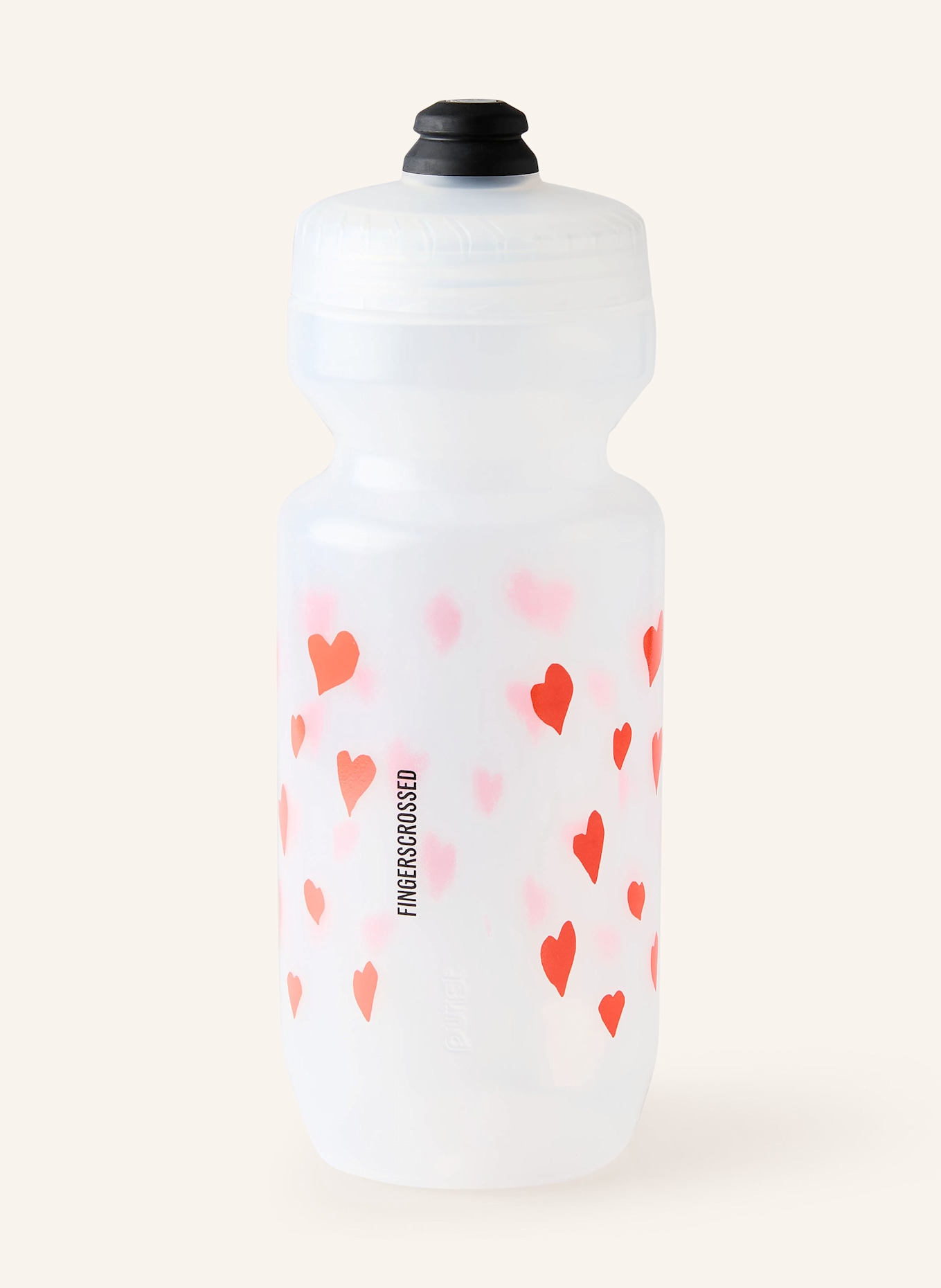 FINGERSCROSSED Trinkflasche BIDON RED HEARTS: WEISS/ ROT