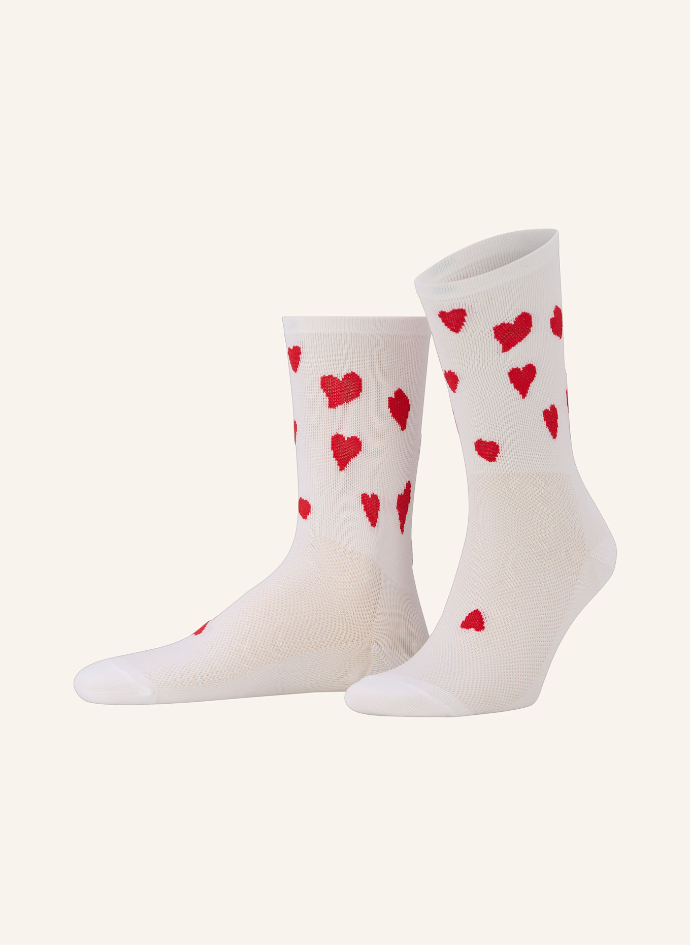 FINGERSCROSSED Radsocken CLASSIC TRIP RED HEARTS: WHITE