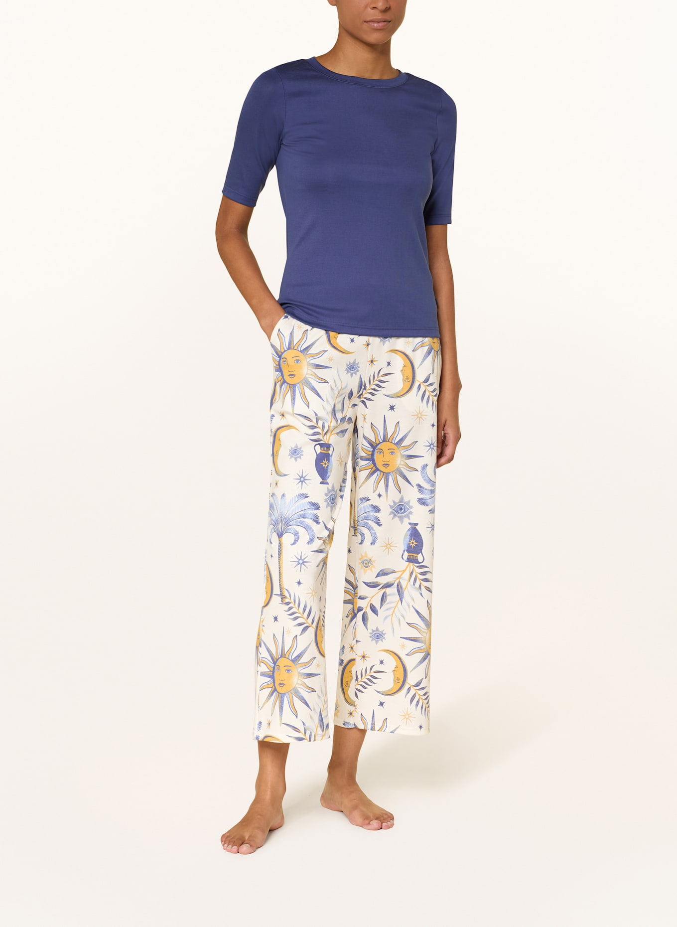 CALIDA 7/8-Schlafhose FAVOURITES MAGIC: CREME / BLAU / DUNKELGELB