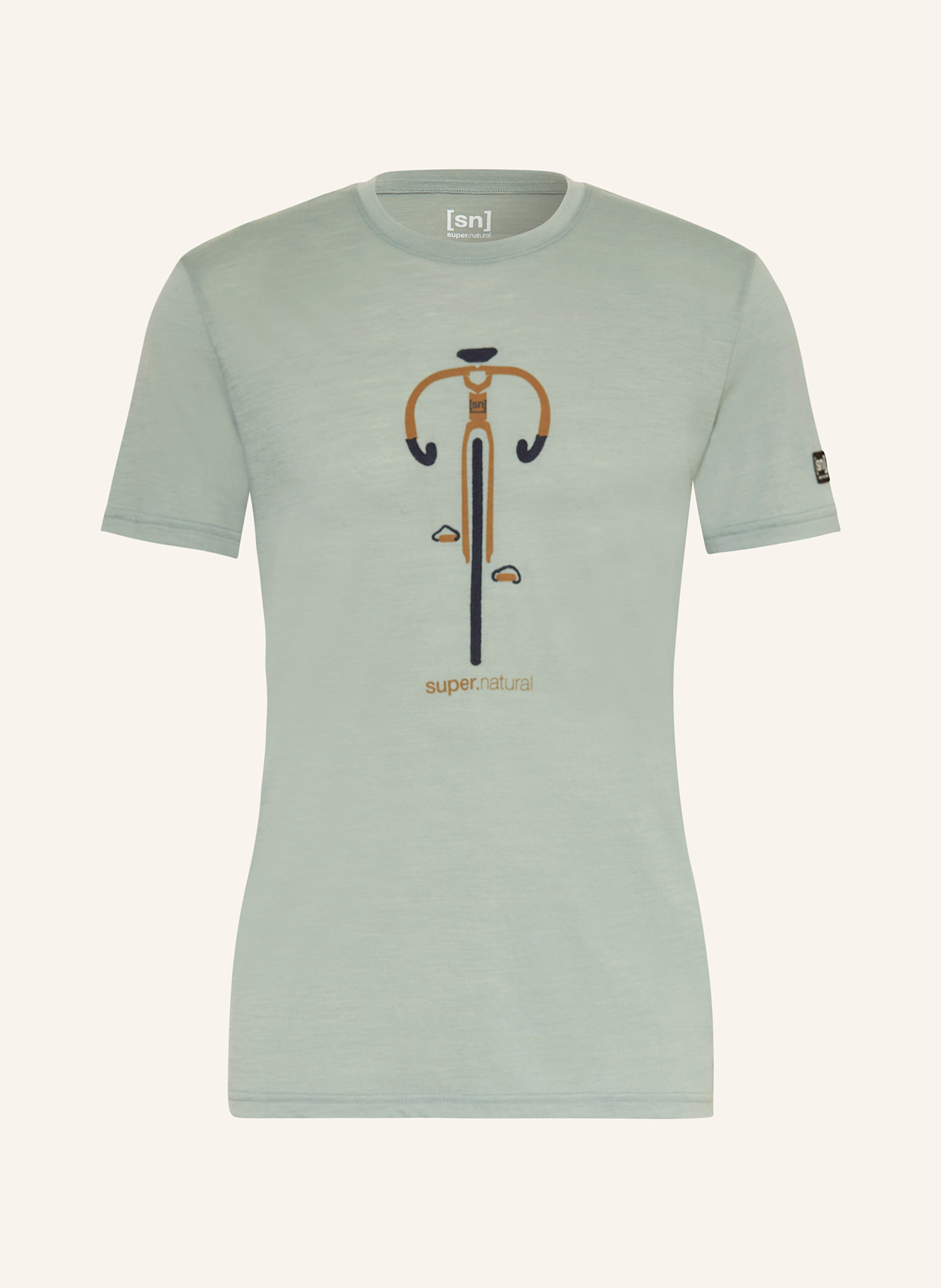super.natural T-shirt VINTAGE BIKE z wełną merino: JASNOZIELONY