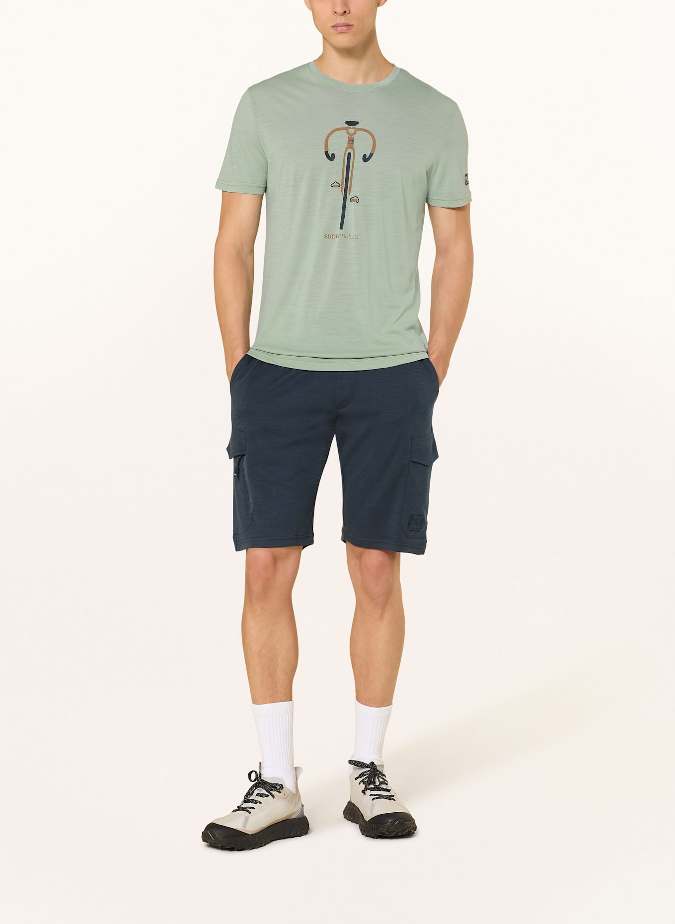 super.natural T-shirt VINTAGE BIKE z wełną merino: JASNOZIELONY