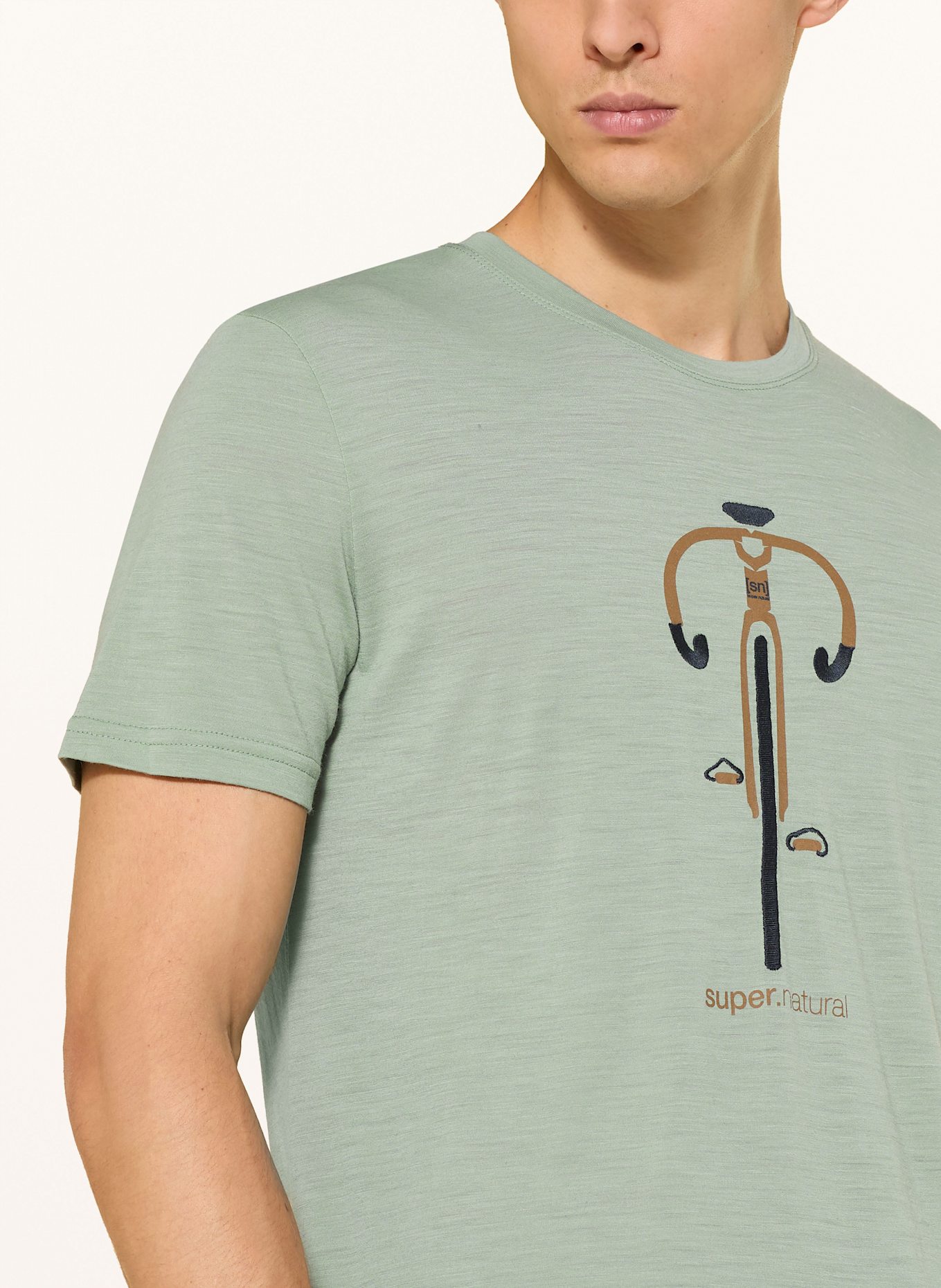 super.natural T-shirt VINTAGE BIKE z wełną merino: JASNOZIELONY