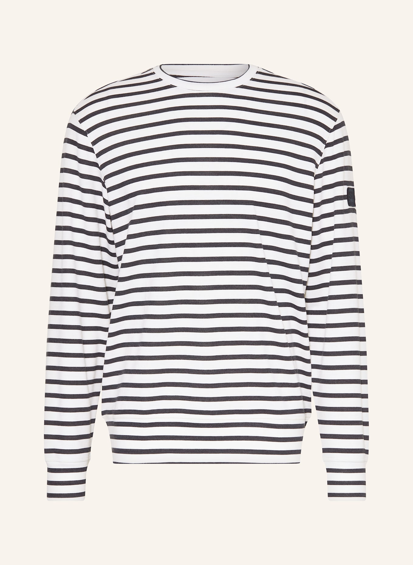 super.natural Sweat-shirt SOLUTION STRIPE avec laine mérinos: BLANC / NOIR