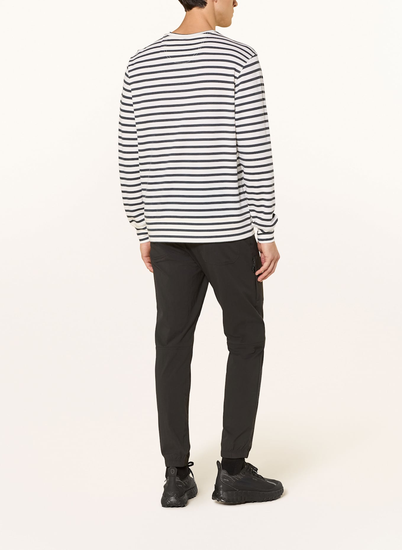 super.natural Sweat-shirt SOLUTION STRIPE avec laine mérinos: BLANC / NOIR