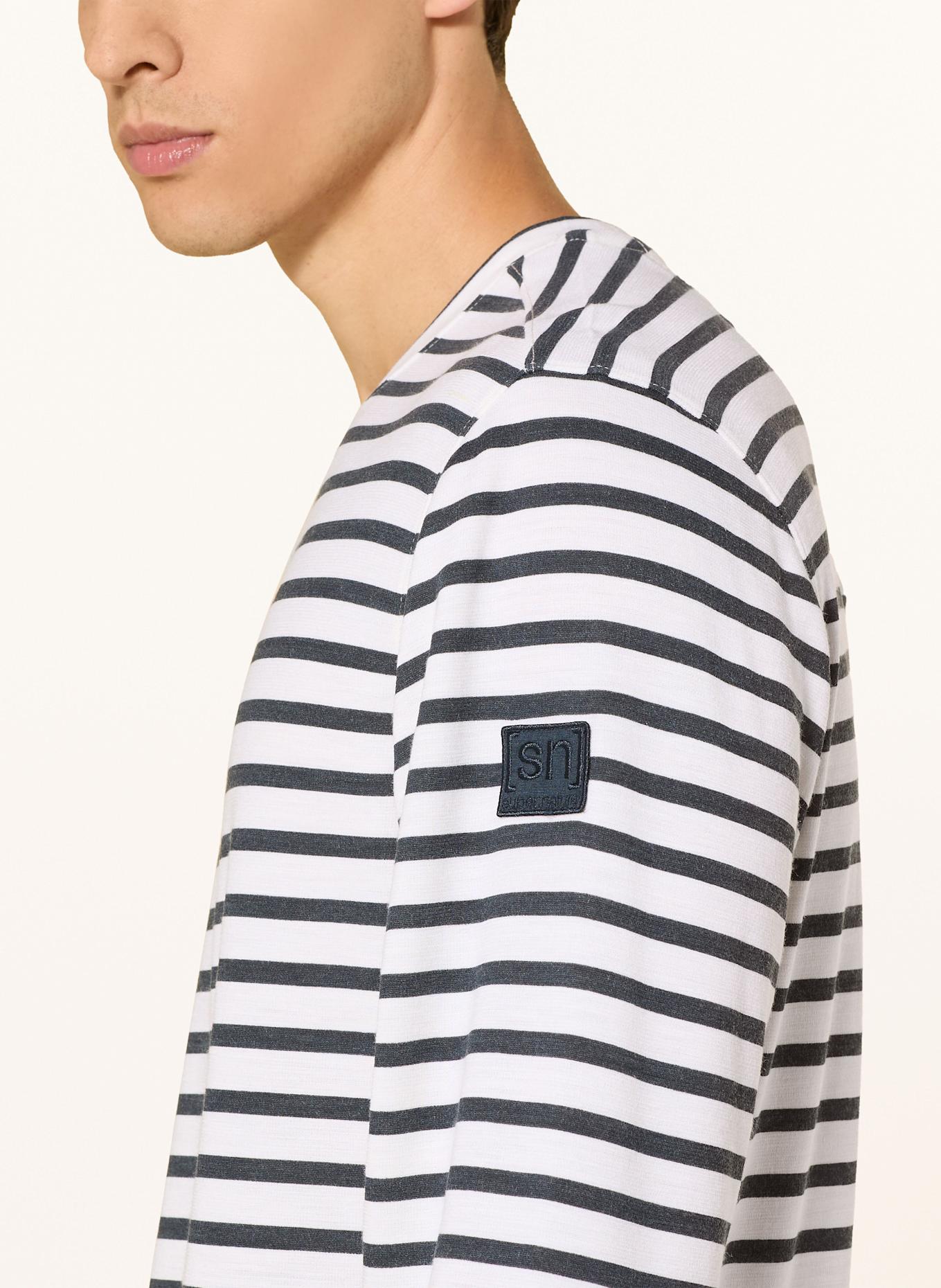 super.natural Sweat-shirt SOLUTION STRIPE avec laine mérinos: BLANC / NOIR