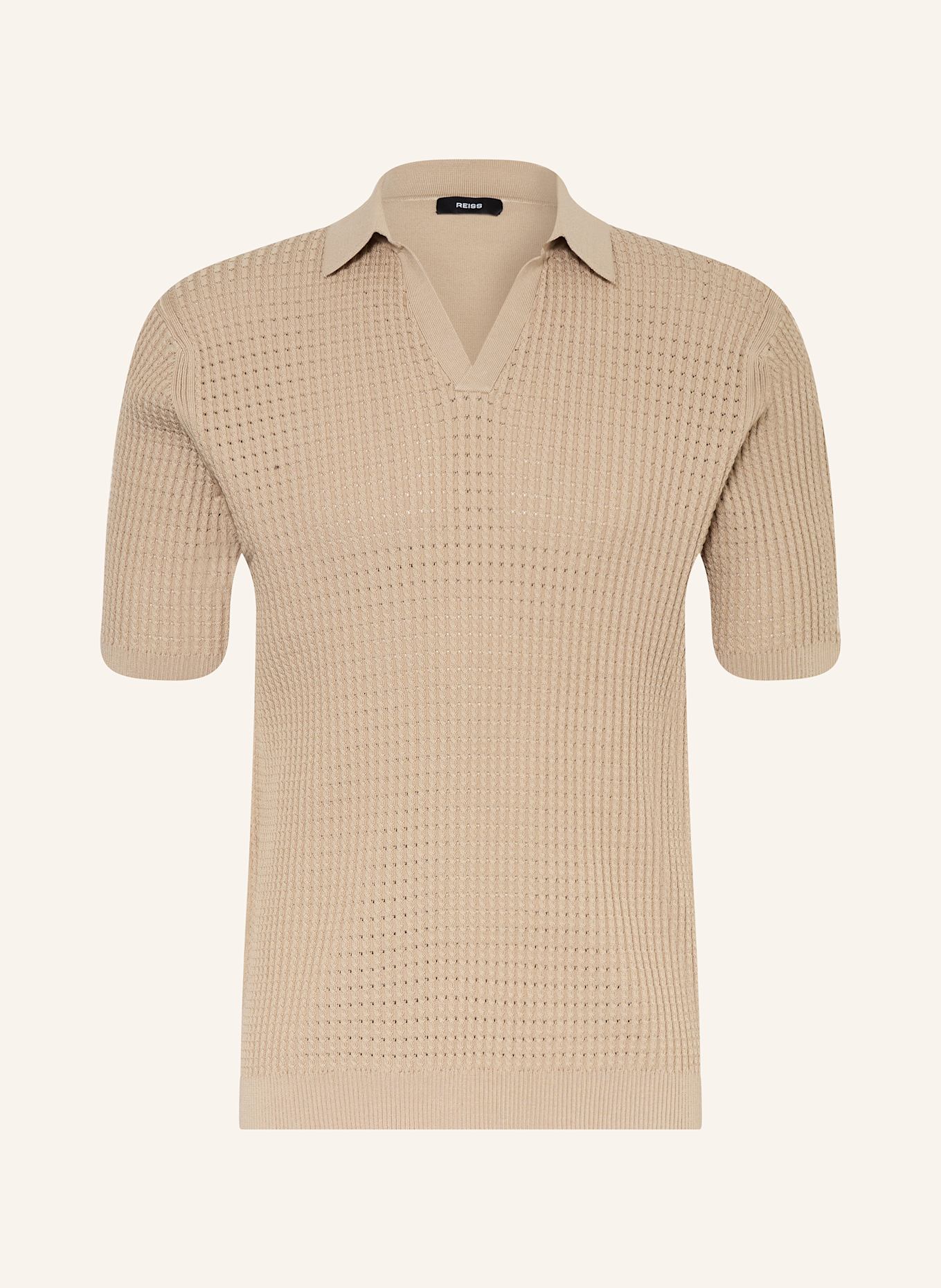 REISS Solid Pique Polo Shirt MERIT: LIGHT BROWN