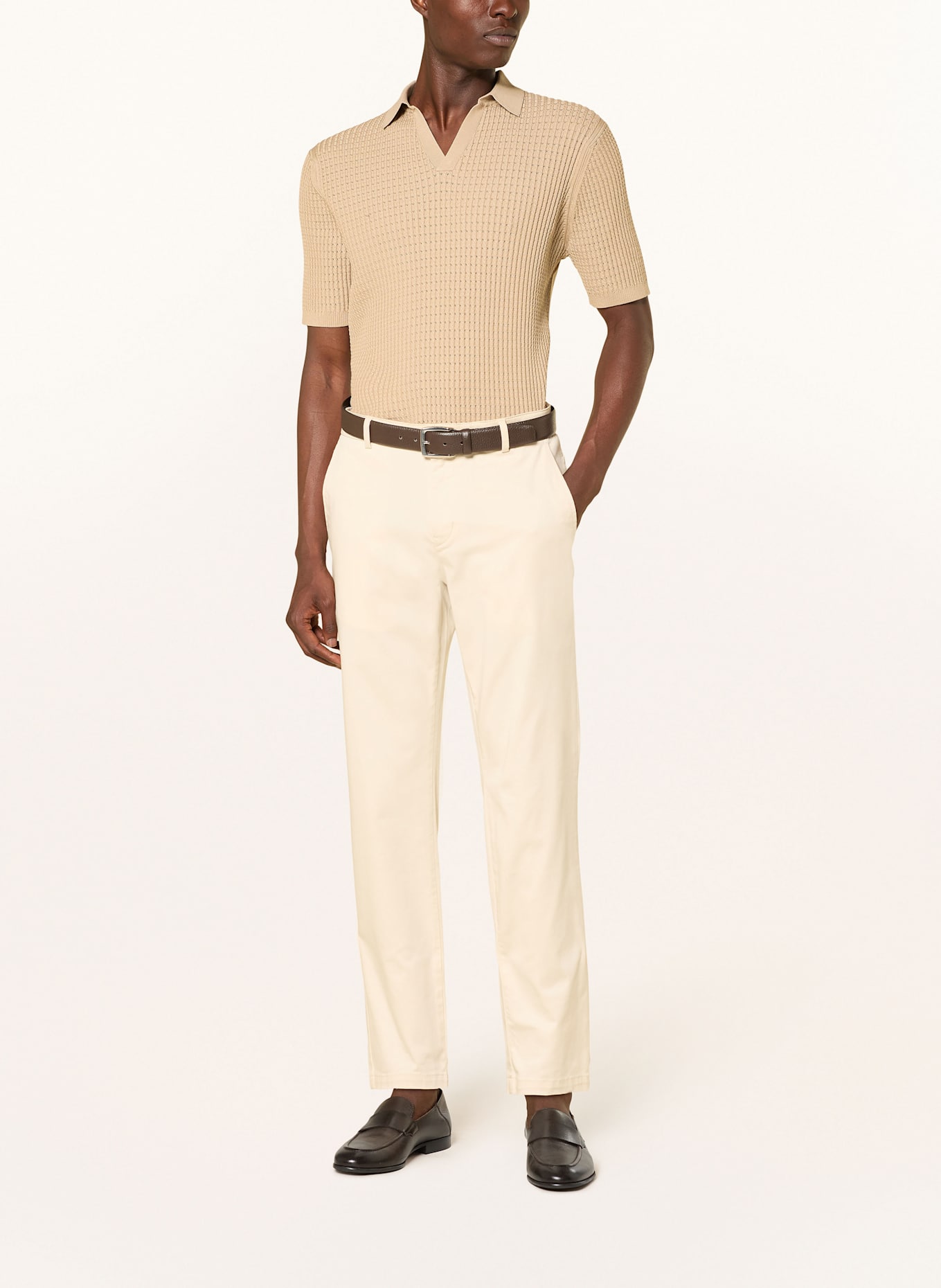 REISS Solid Pique Polo Shirt MERIT: LIGHT BROWN
