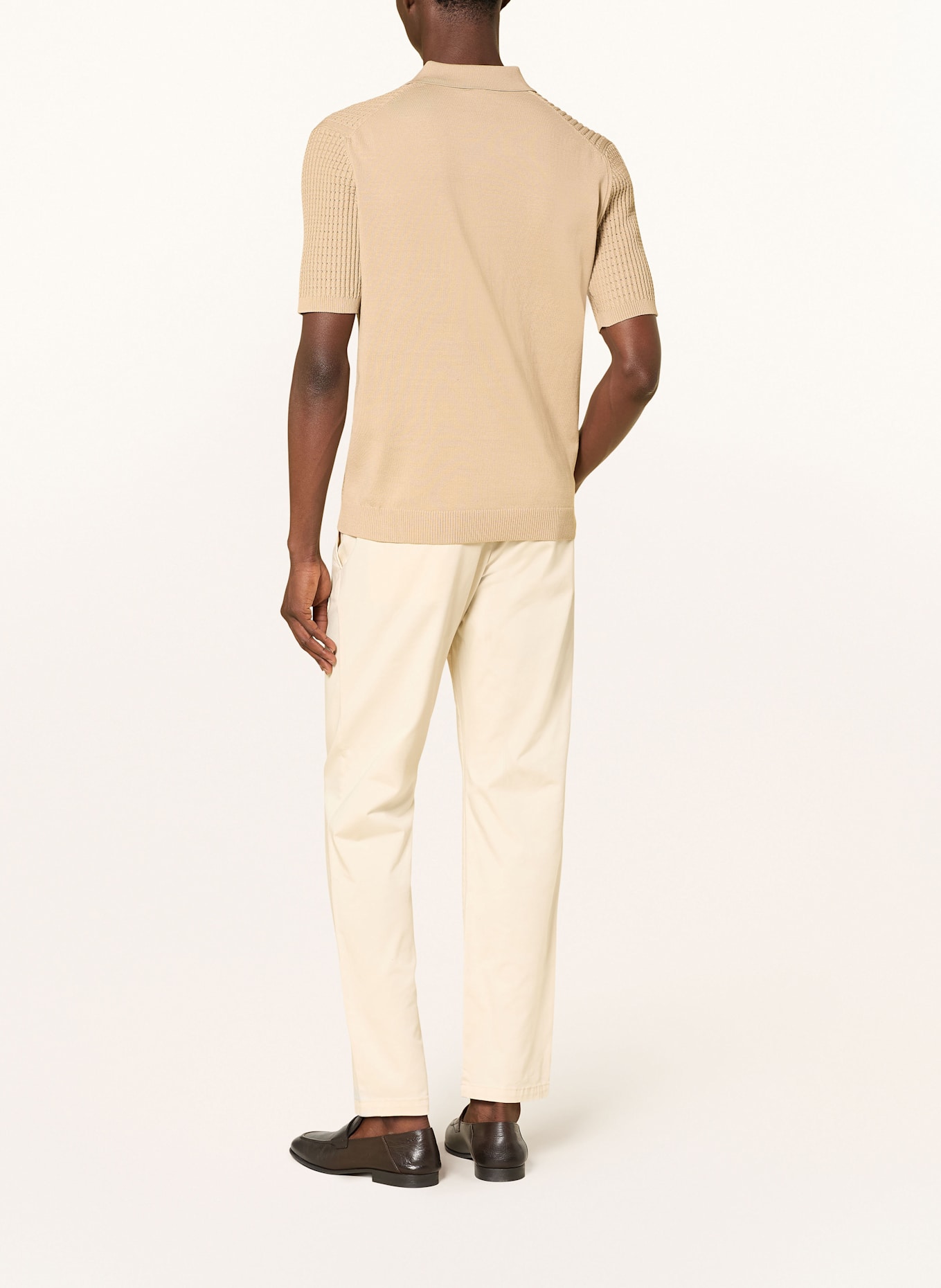 REISS Solid Pique Polo Shirt MERIT: LIGHT BROWN
