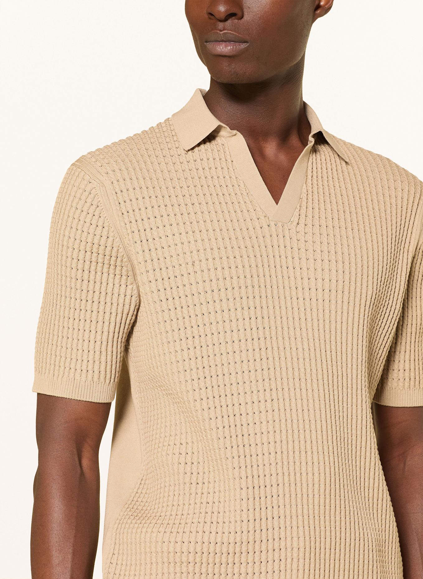 REISS Solid Pique Polo Shirt MERIT: LIGHT BROWN