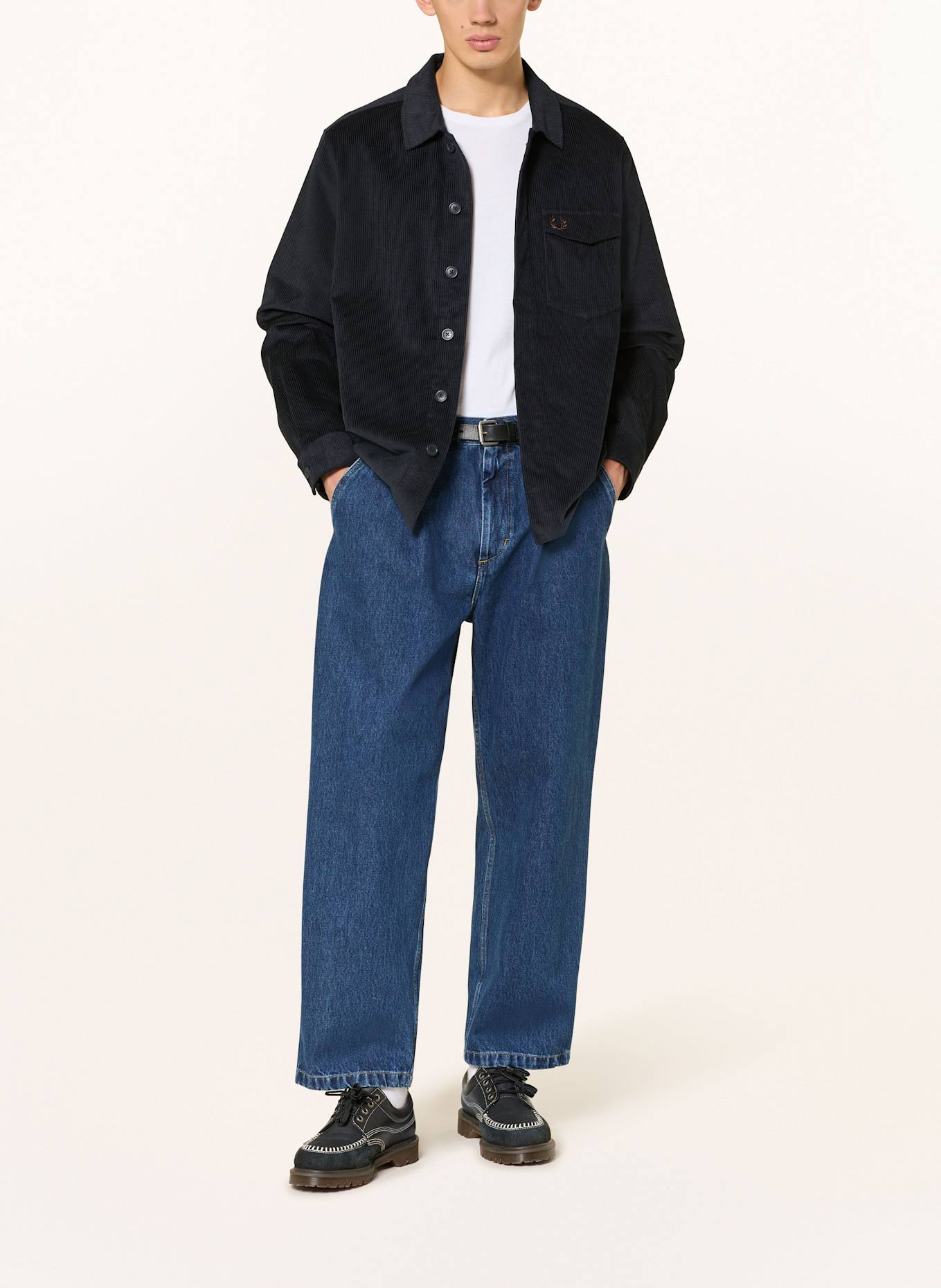 FRED PERRY Overjacket ze sztruksu: GRANATOWY