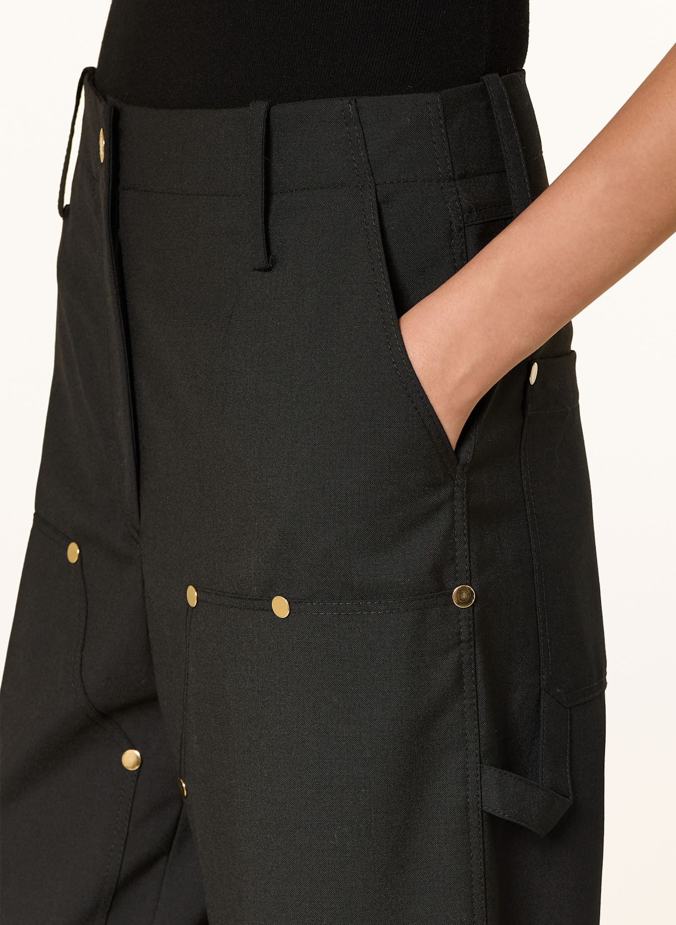 SANDRO Hose mit Nieten: SCHWARZ