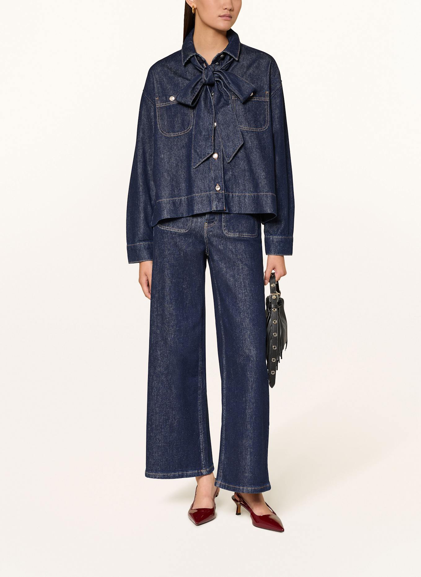 maje Jeansbluse mit abnehmbarer Schluppe: BLAU