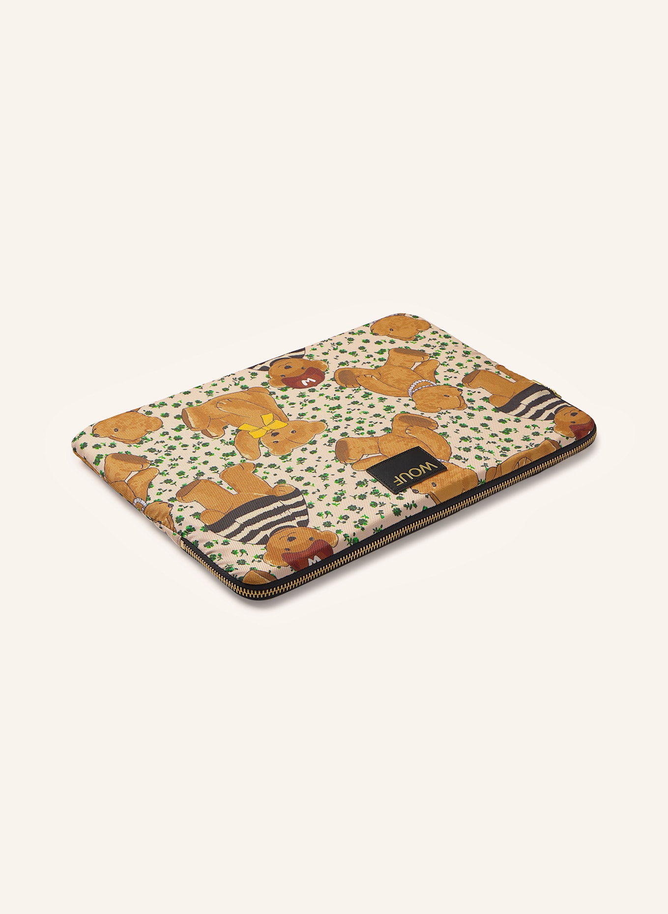 WOUF Laptop sleeve CUTE: COGNAC/ CREAM