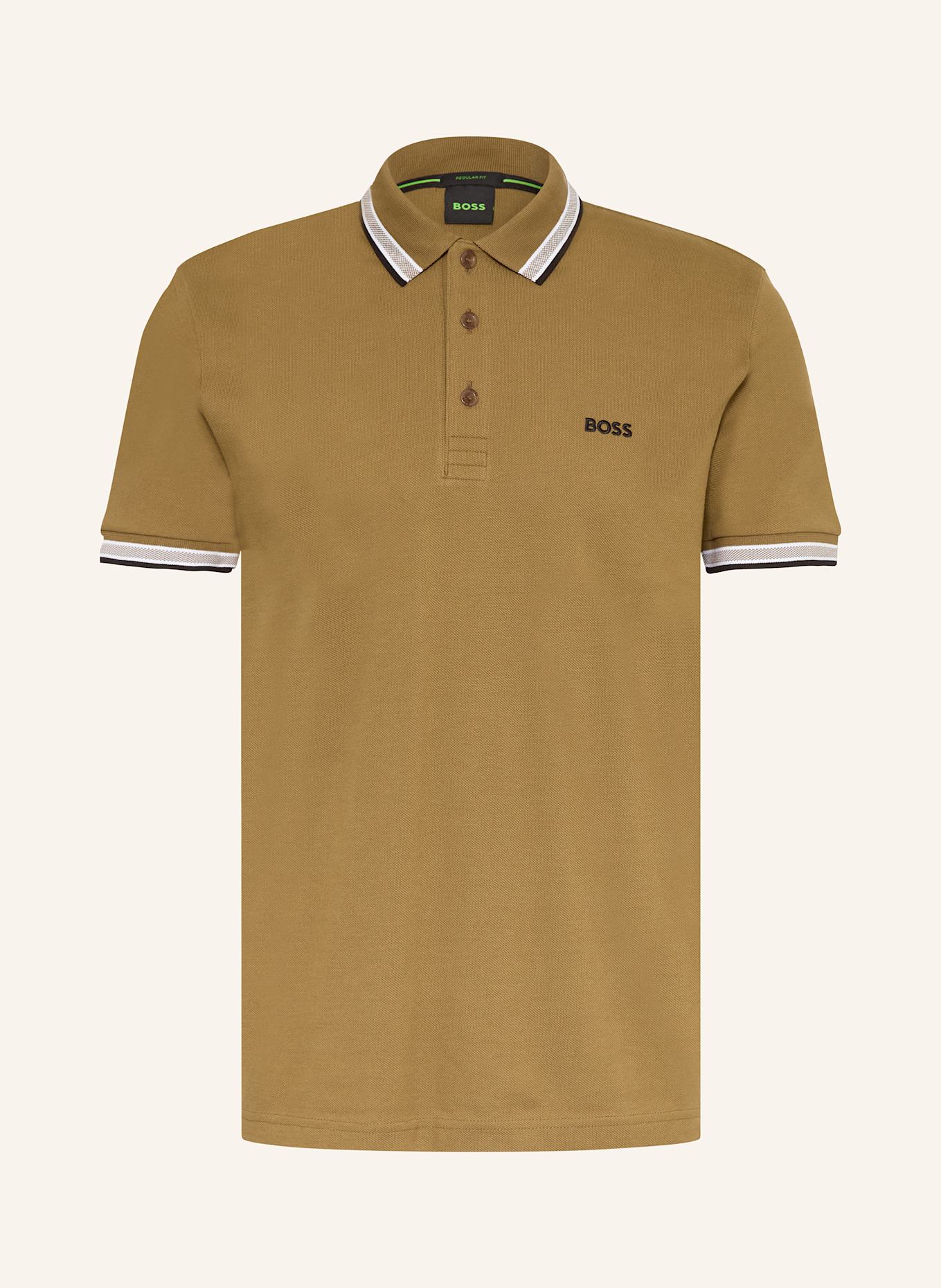 BOSS Piqué-Poloshirt PADDY CURVED Regular Fit: BRAUN