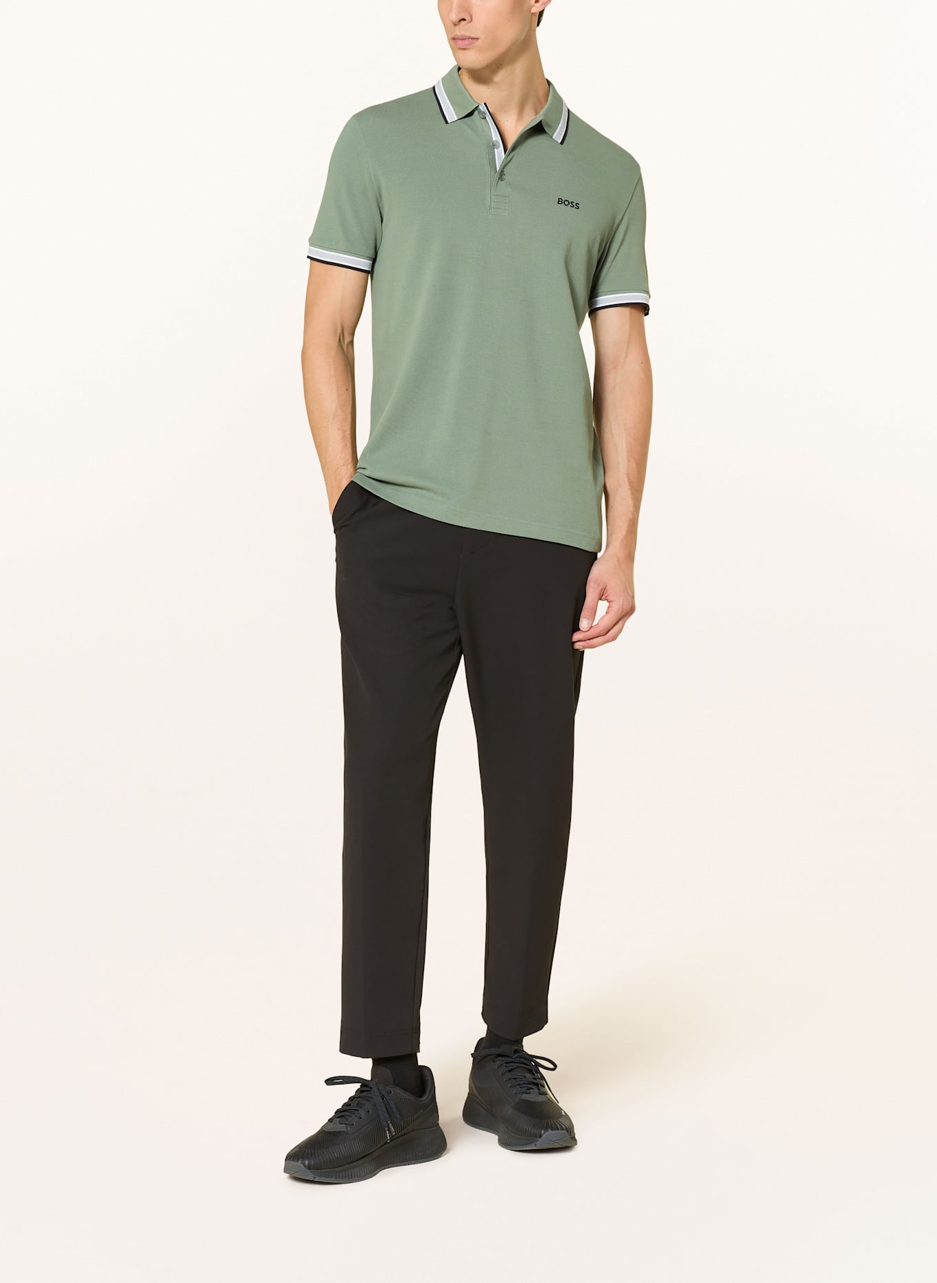 BOSS Piqué-Poloshirt PADDY CURVED Regular Fit: HELLGRÜN