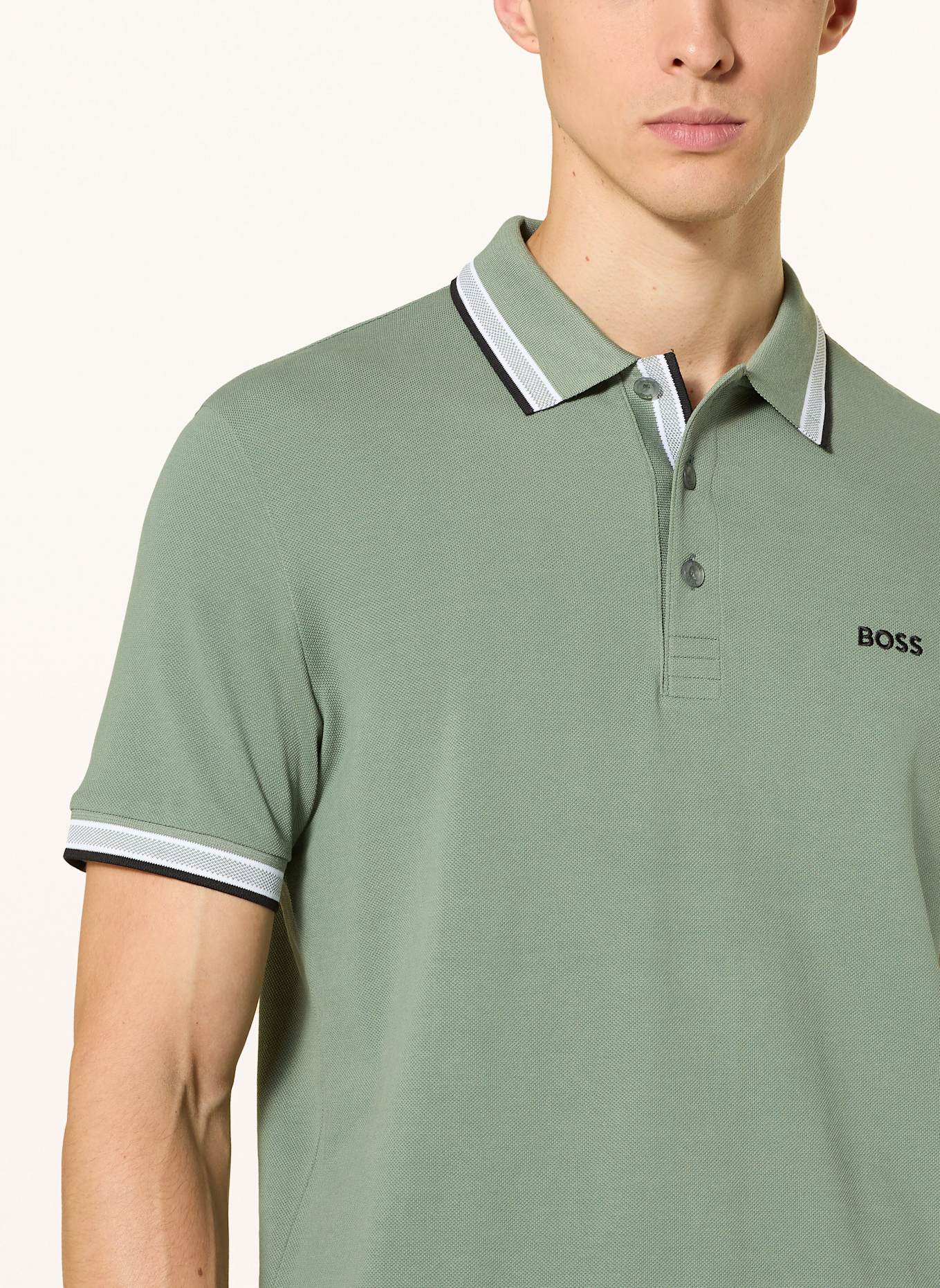 BOSS Piqué-Poloshirt PADDY CURVED Regular Fit: HELLGRÜN