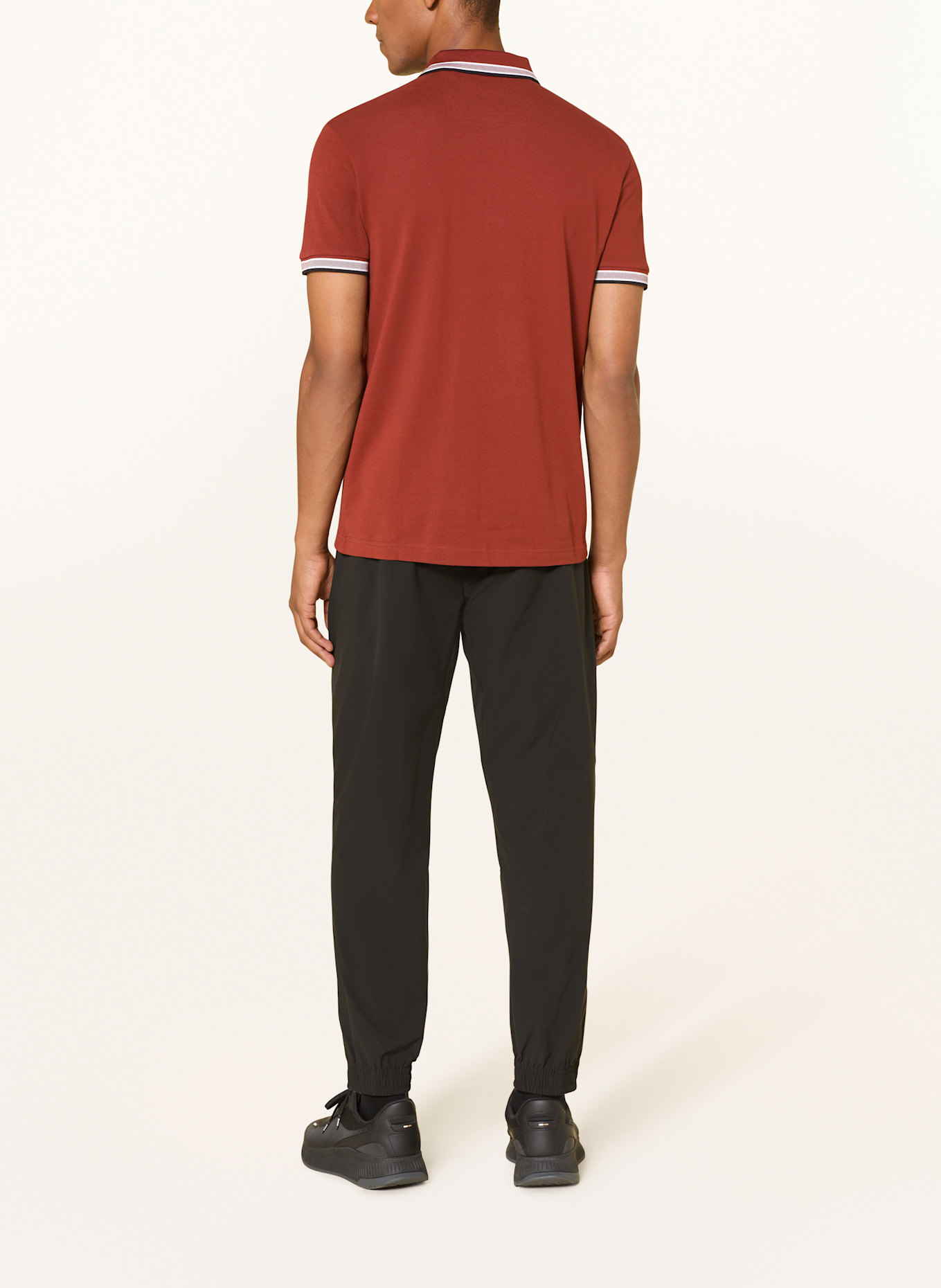 BOSS Piqué-Poloshirt PADDY CURVED Regular Fit: DUNKELROT