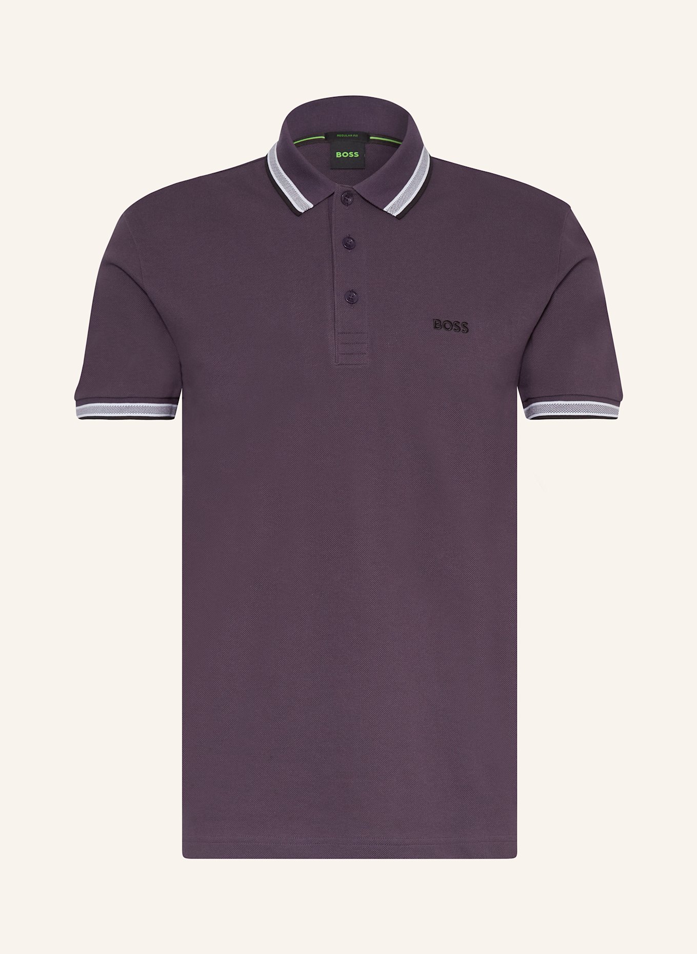 BOSS Piqué-Poloshirt PADDY CURVED Regular Fit: DUNKELLILA