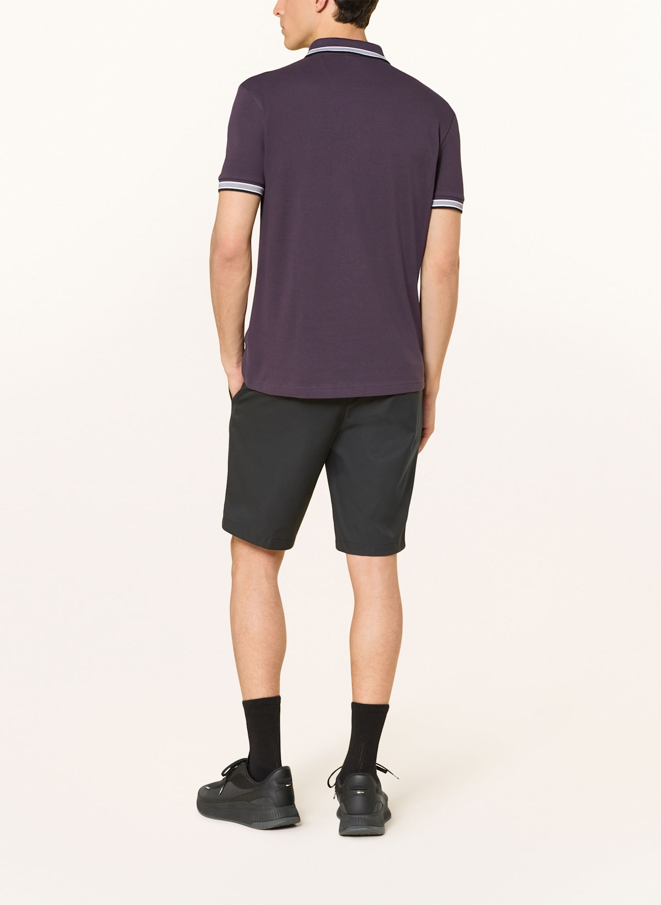 BOSS Piqué-Poloshirt PADDY CURVED Regular Fit: DUNKELLILA