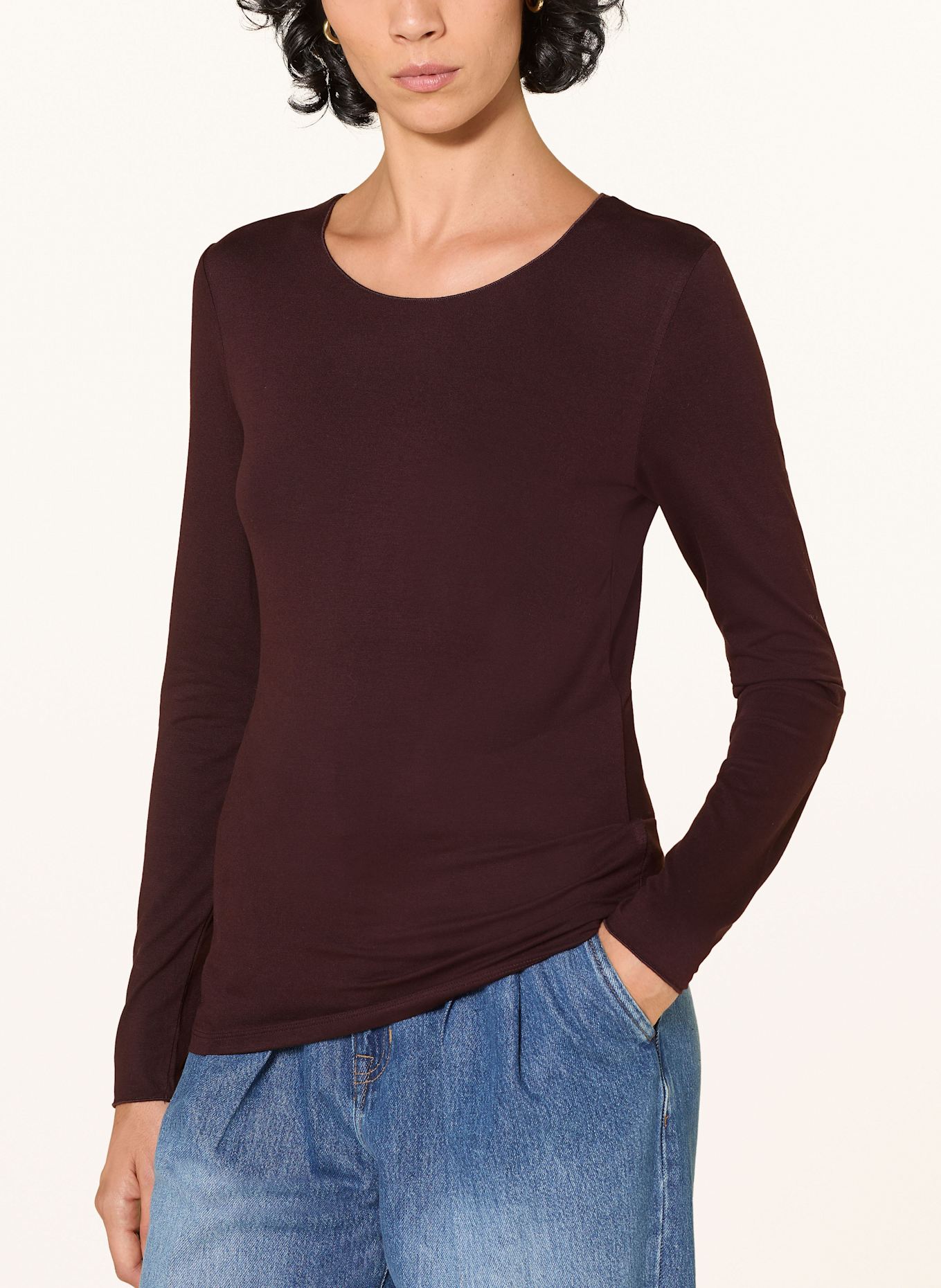 MAJESTIC FILATURES Long sleeve shirt: DARK BROWN