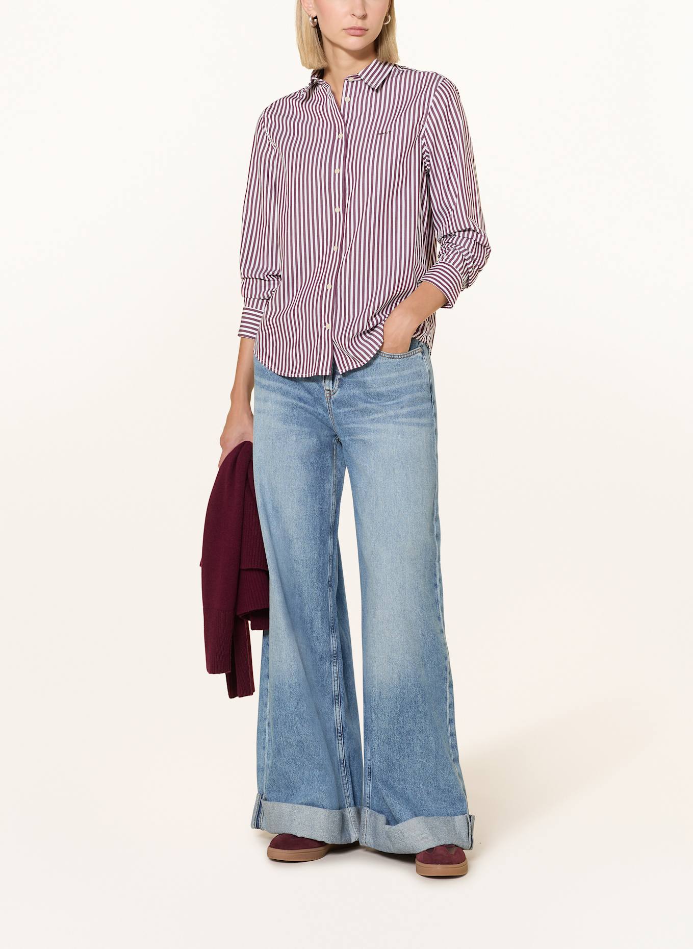 GANT Shirt blouse: DARK RED / WHITE