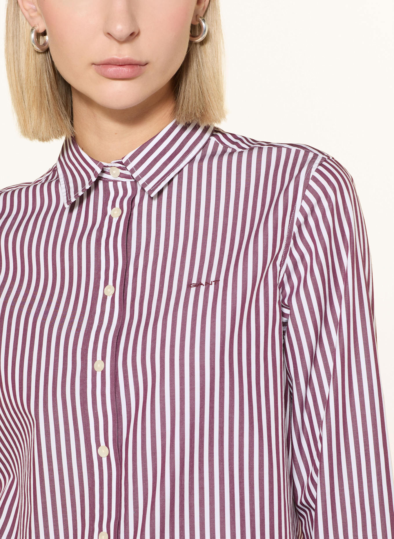 GANT Shirt blouse: DARK RED / WHITE