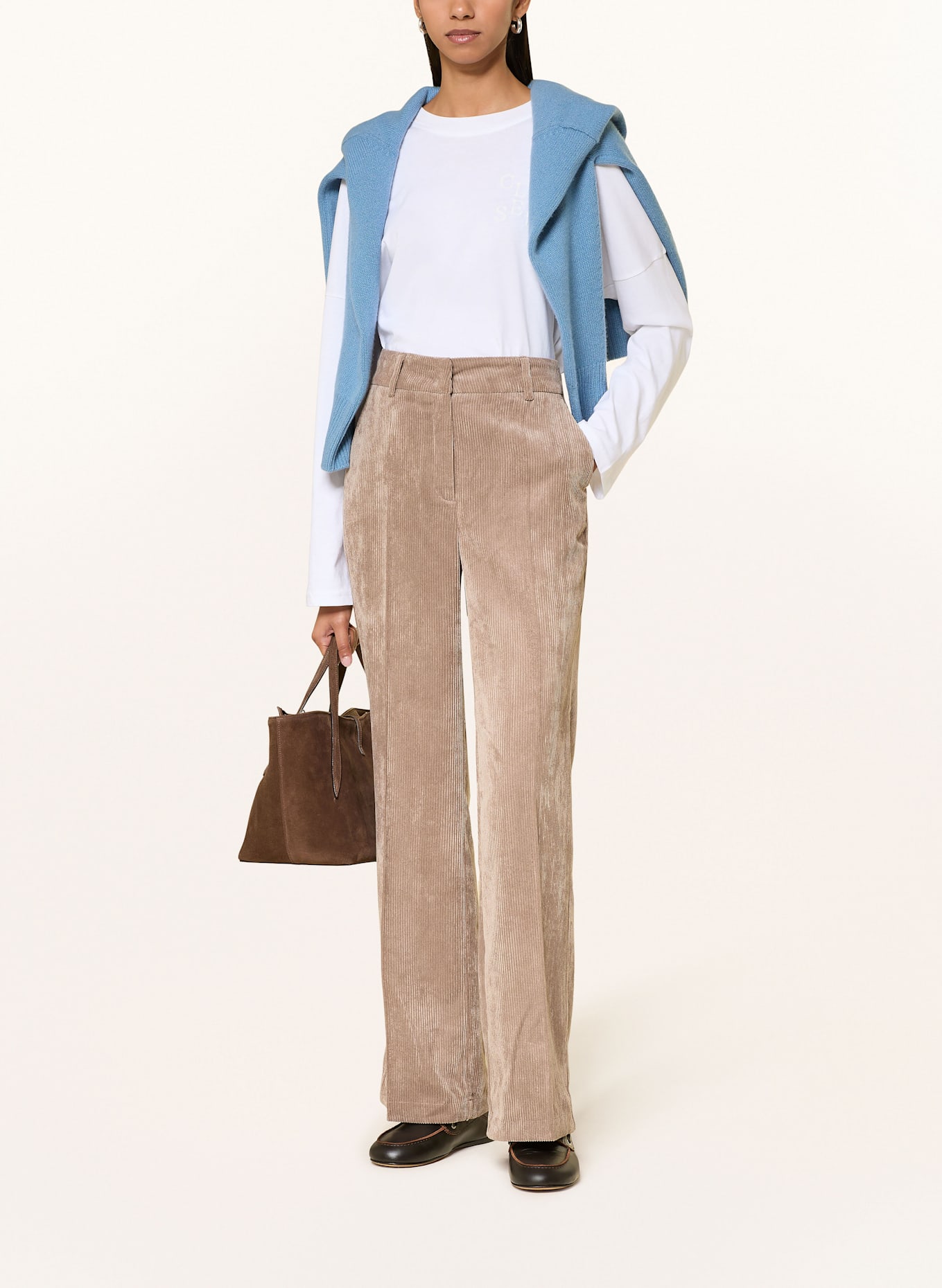 CAMBIO Marlenehose AMELIE aus Cord: BEIGE