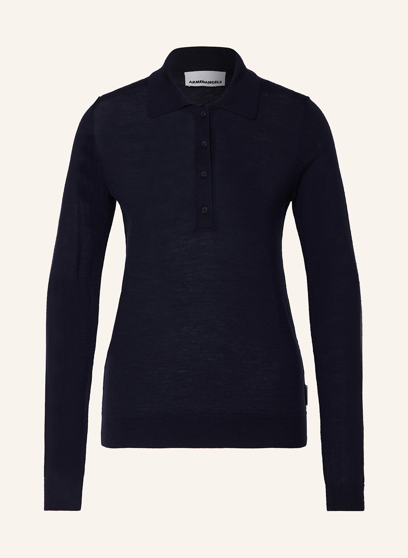 ARMEDANGELS Koszulka polo z dzianiny MAARGAUX z wełny merino: GRANATOWY
