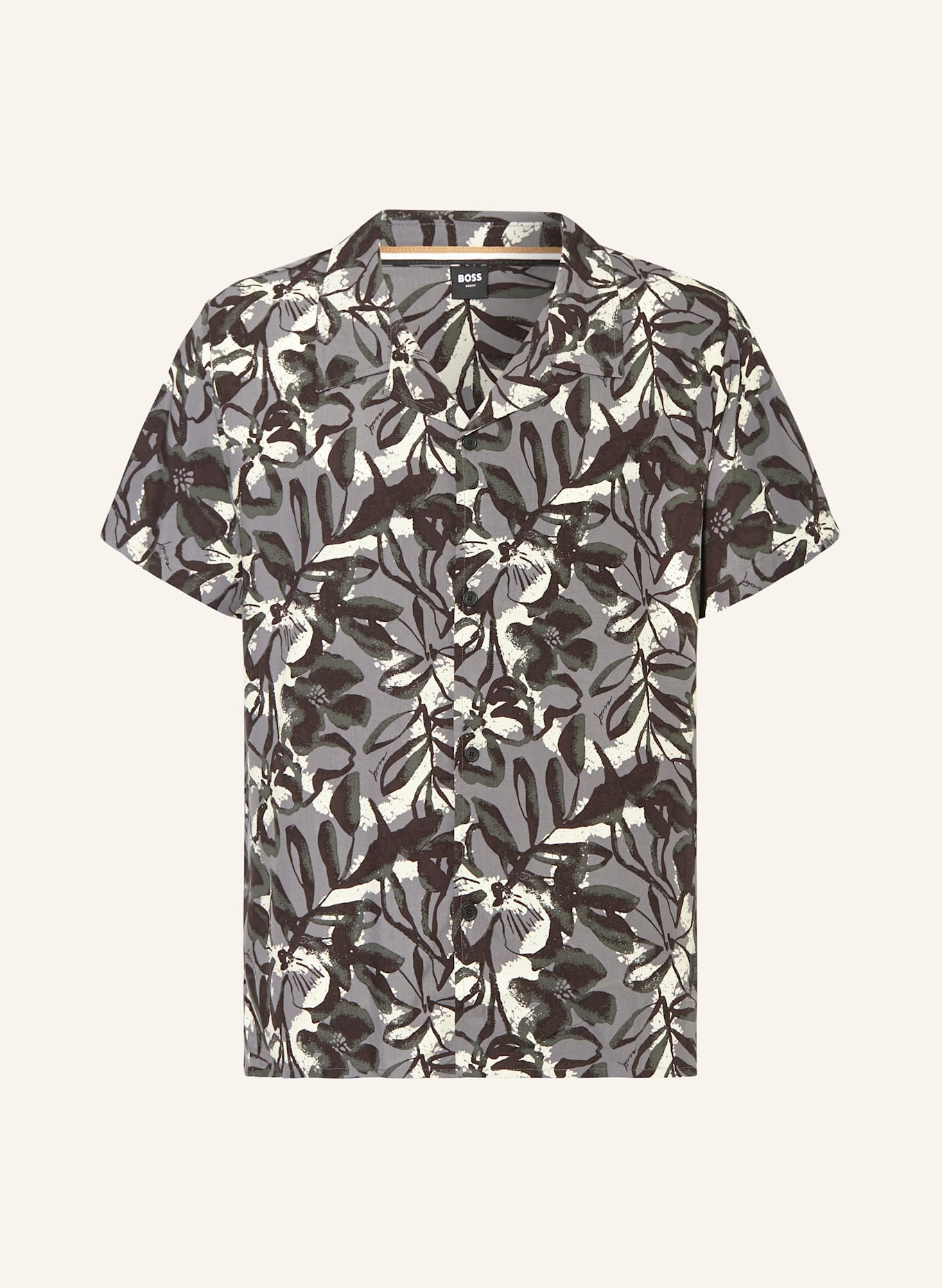 BOSS Resorthemd BEACH Comfort Fit: GRAU / SCHWARZ / GRÜN