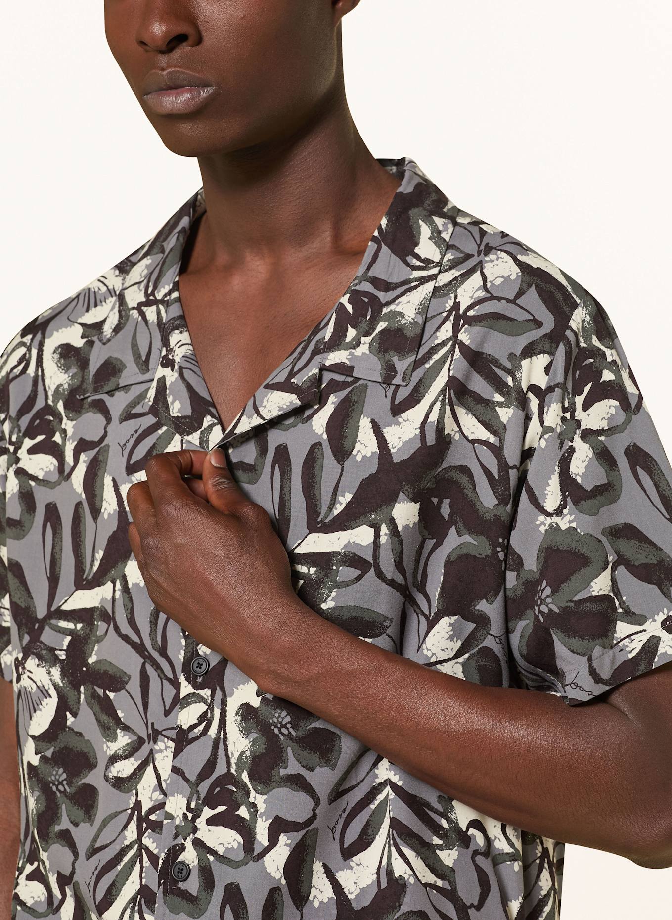 BOSS Resorthemd BEACH Comfort Fit: GRAU / SCHWARZ / GRÜN