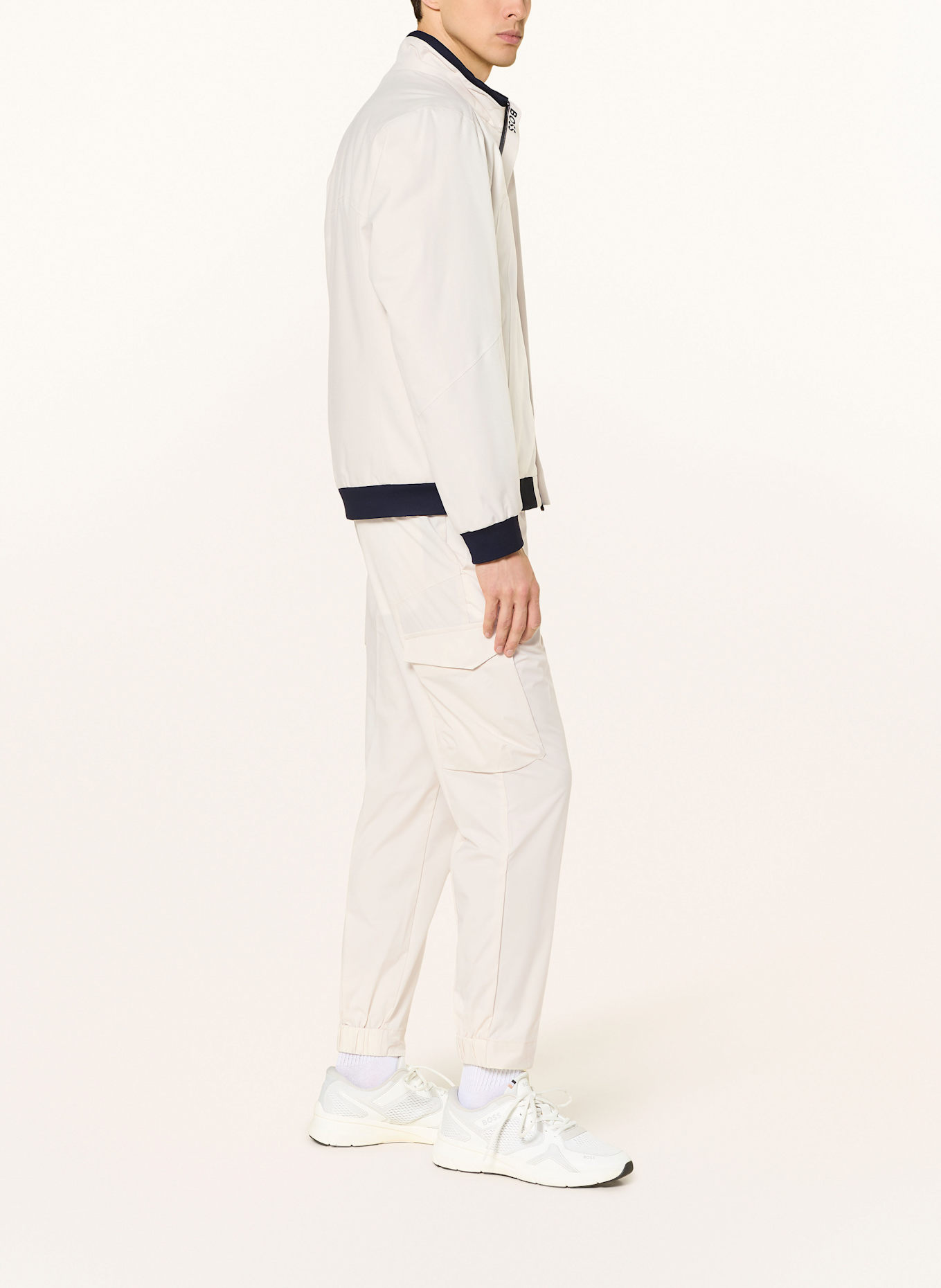 BOSS Cargo pants in jogger style URBANEX tapered fit: ECRU