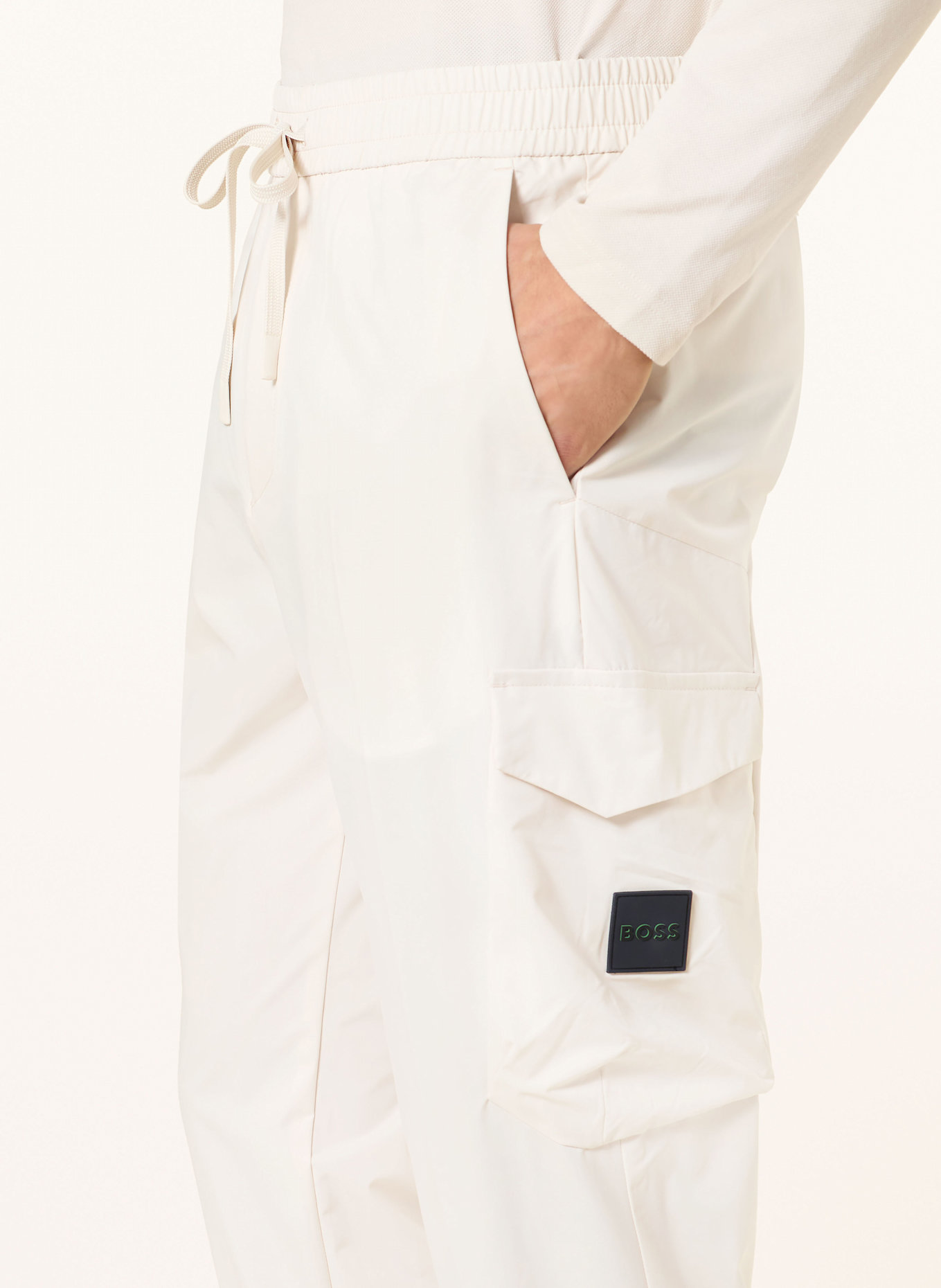 BOSS Cargo pants in jogger style URBANEX tapered fit: ECRU