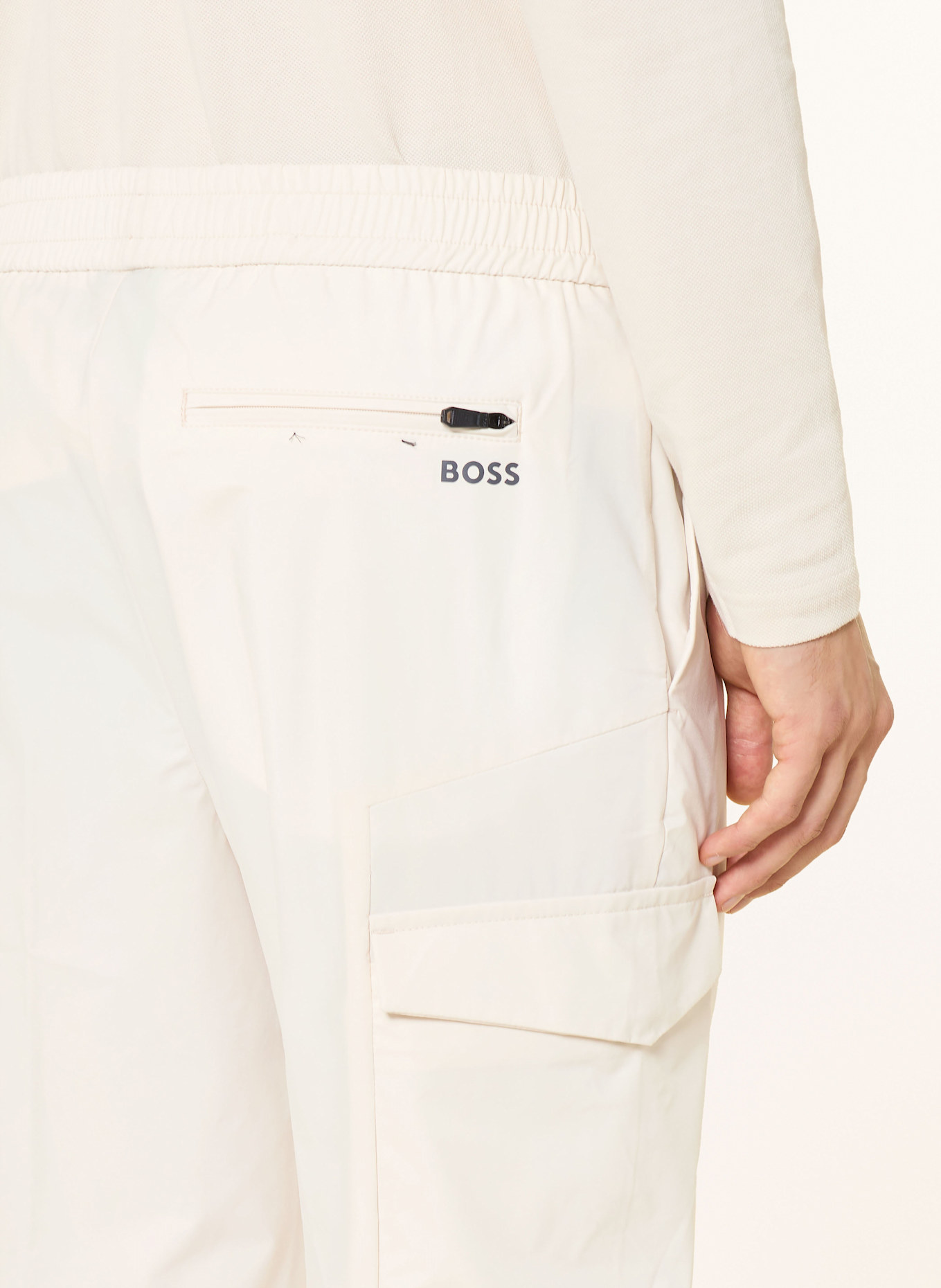 BOSS Cargo pants in jogger style URBANEX tapered fit: ECRU