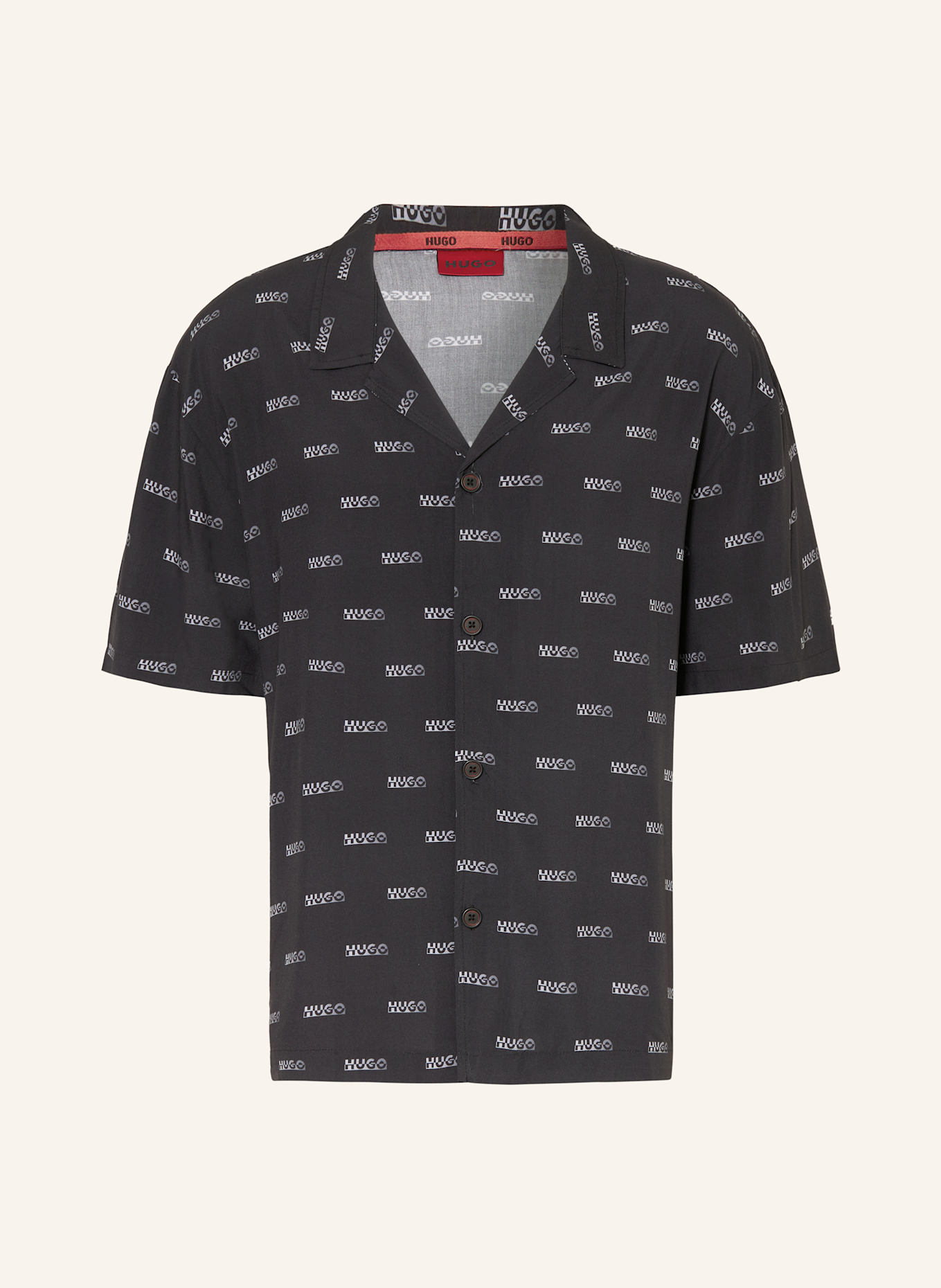 HUGO Resorthemd Relaxed Fit: SCHWARZ / GRAU / HELLGRAU