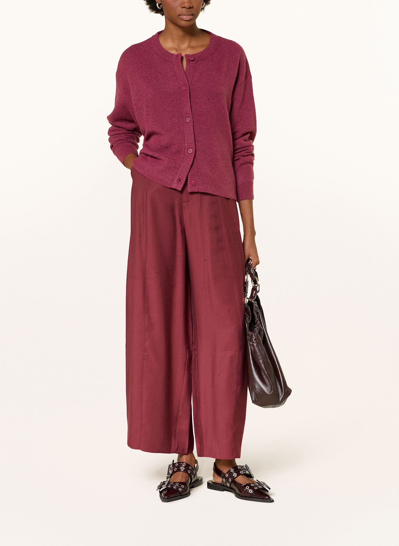 American Vintage Kardigan DAMSVILLE: CIEMNOCZERWONY