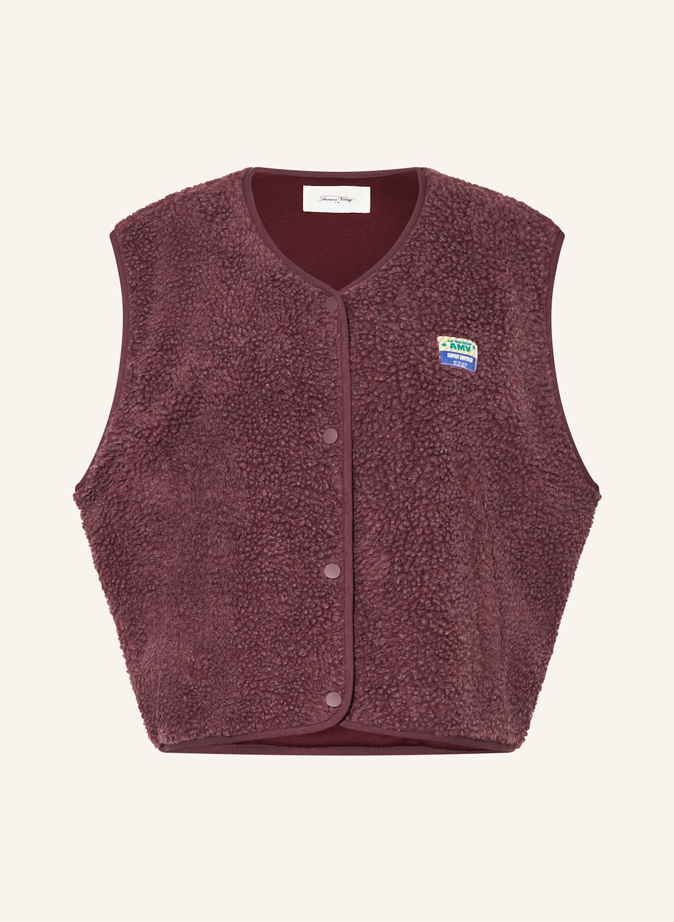 American Vintage Kamizelka z pluszowego materiału: CIEMNOCZERWONY