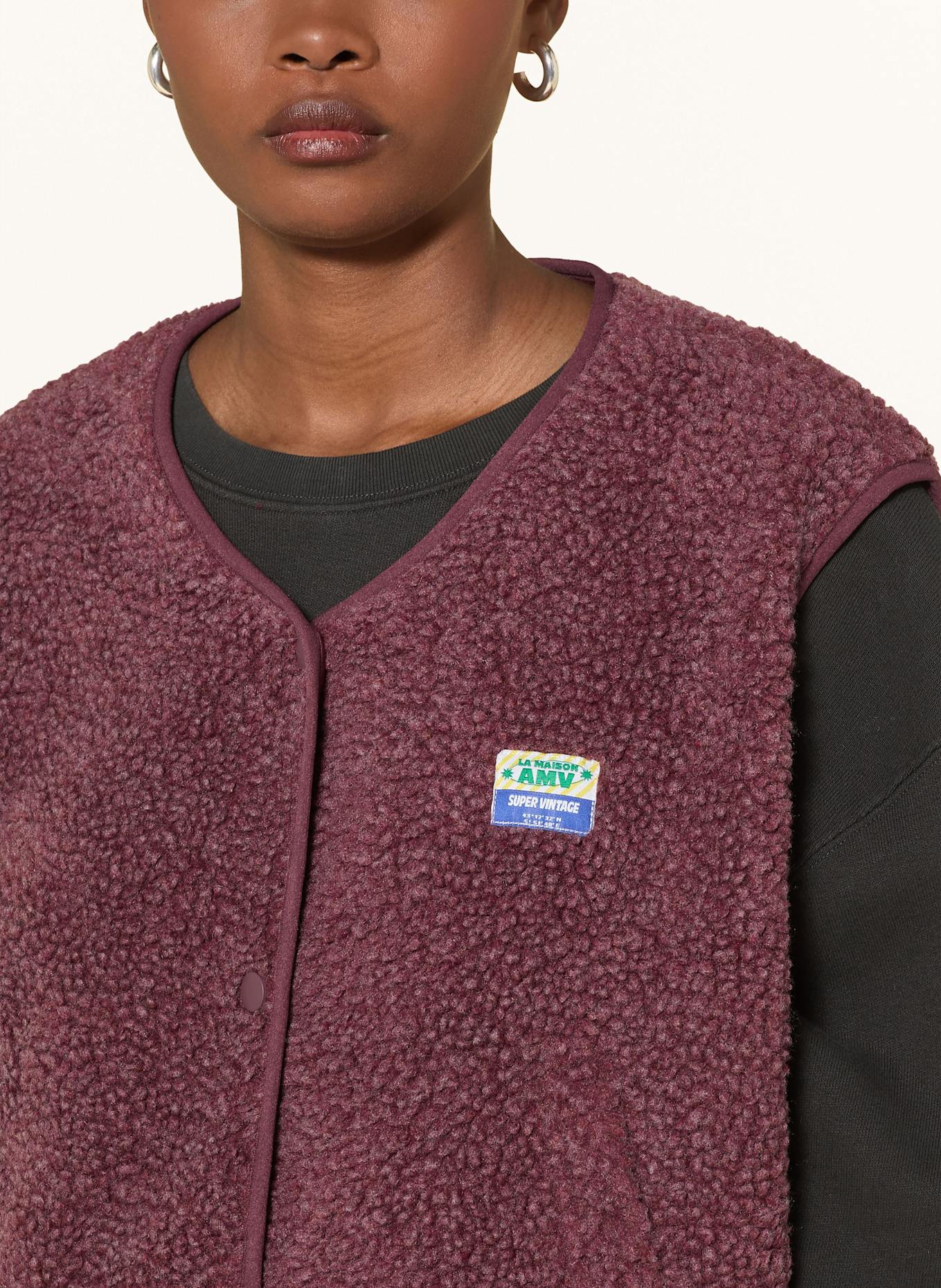 American Vintage Kamizelka z pluszowego materiału: CIEMNOCZERWONY