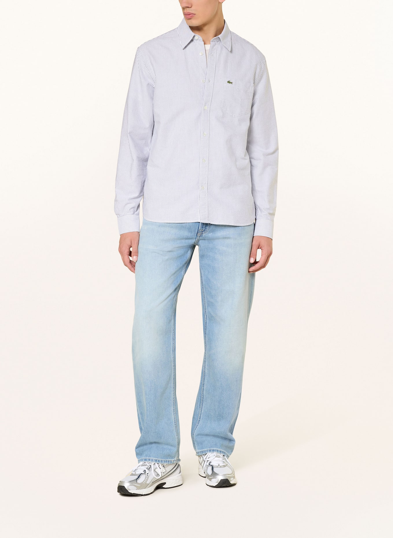 LACOSTE Hemd Comfort Fit: WEISS / BLAU
