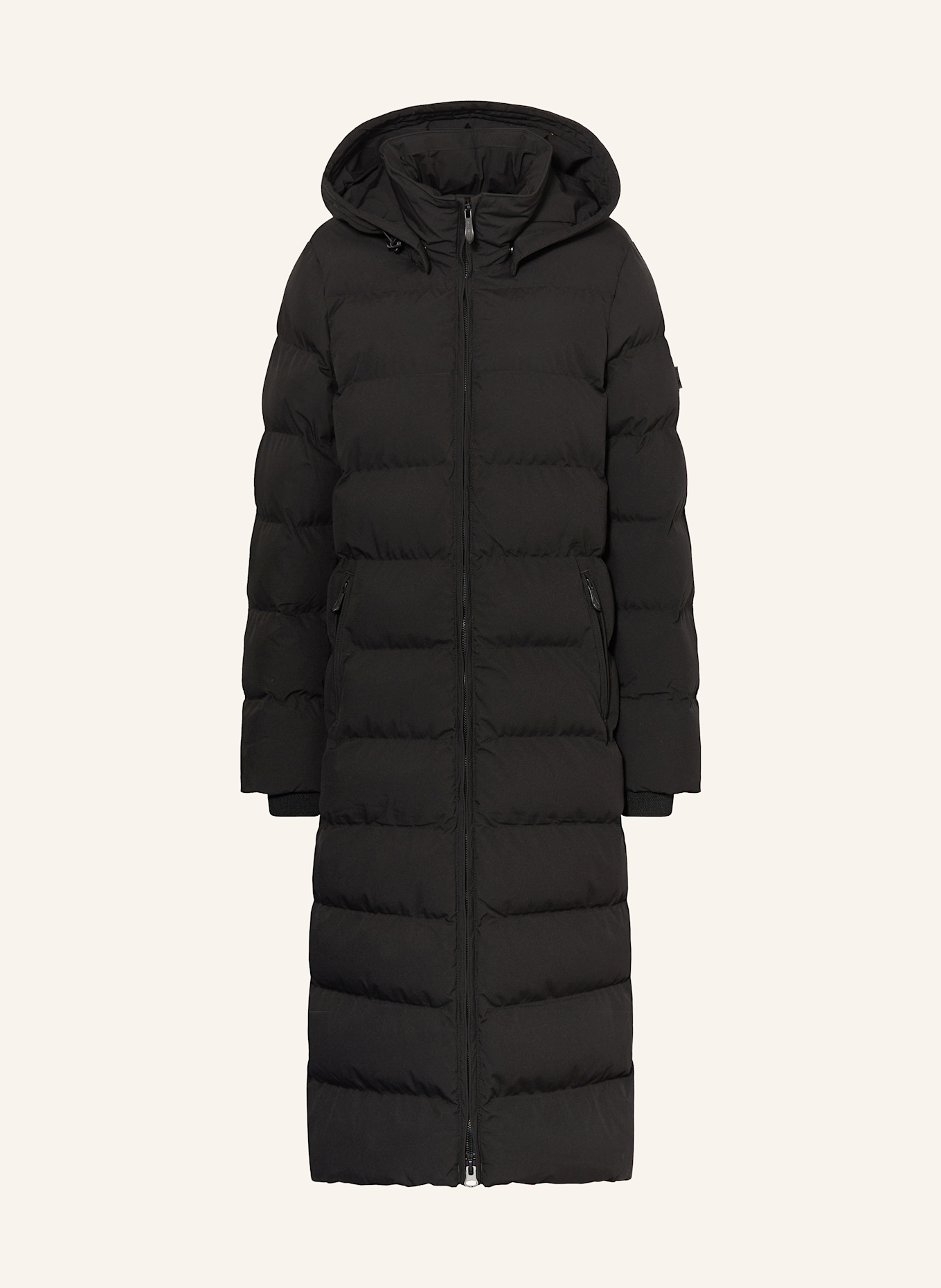 WELLENSTEYN Steppmantel GOLDMINE EXTRA LONG mit abnehmbarer Kapuze: SCHWARZ