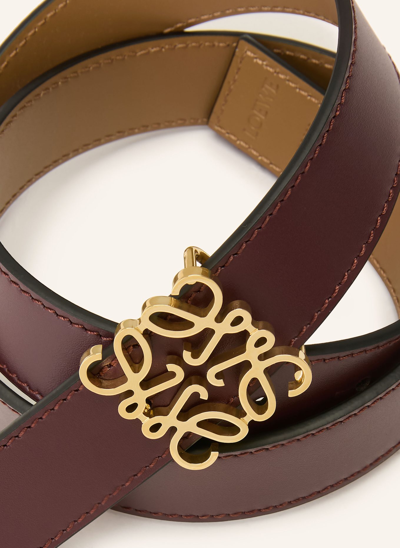 LOEWE Ledergürtel ANAGRAM: DUNKELROT / HELLBRAUN